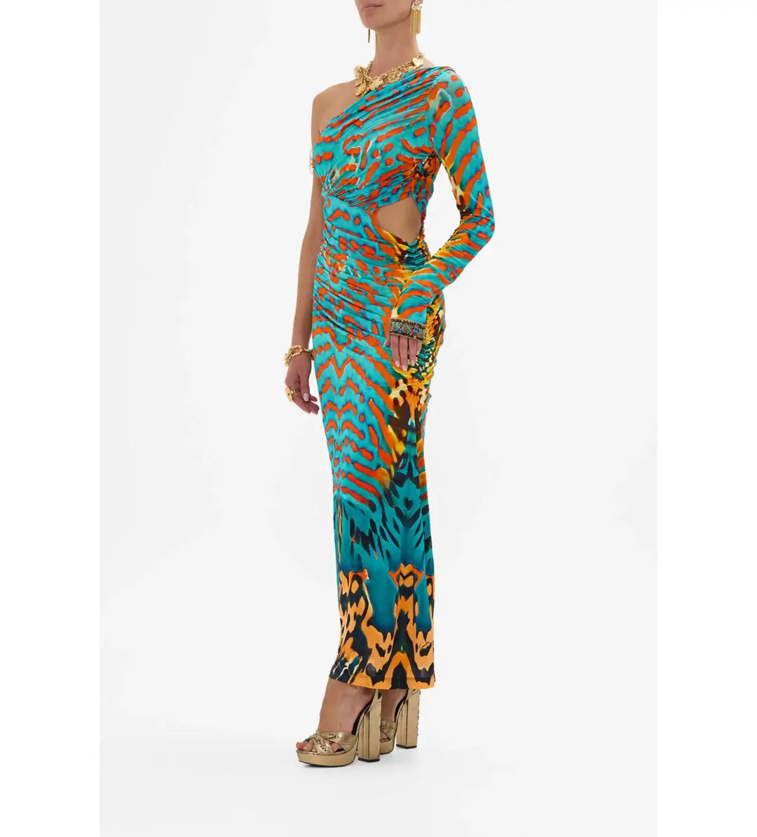 Camilla one shoulder jersey cut out dress Size AU 10 for rent on The Volte - main image