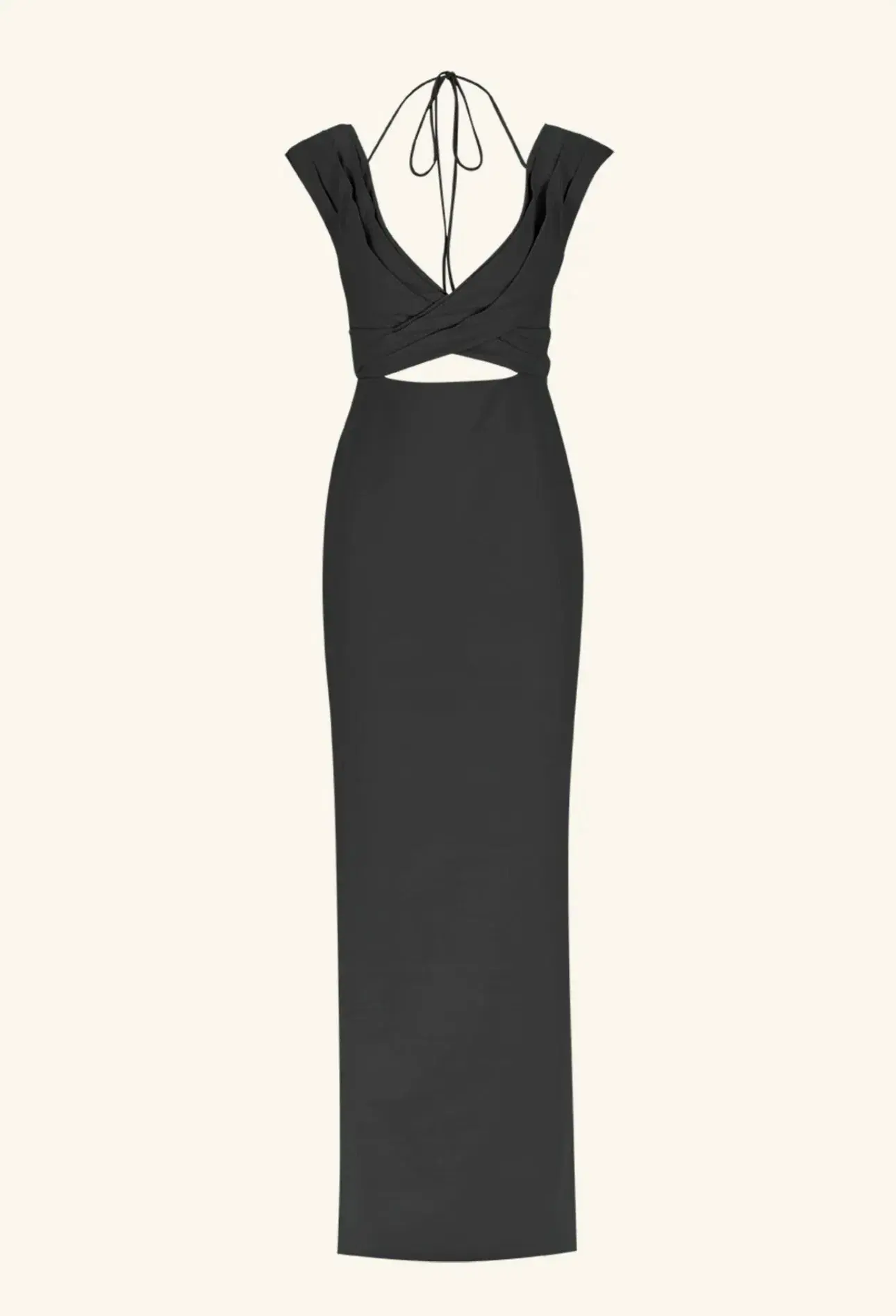 Shona Joy Lani Cross Front Ruched Maxi Dress Black Size 8 - Image 4