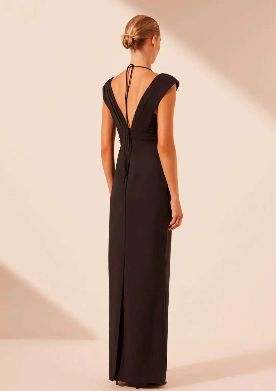 Shona Joy Lani Cross Front Ruched Maxi Dress Black Size 8 for rent on The Volte - main image