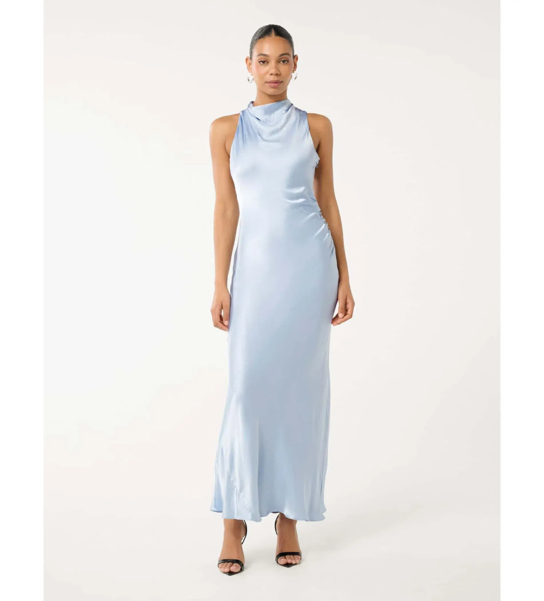 Forever New Michelle Open-Back Satin Maxi Dress Blue Size 12 - Image 1