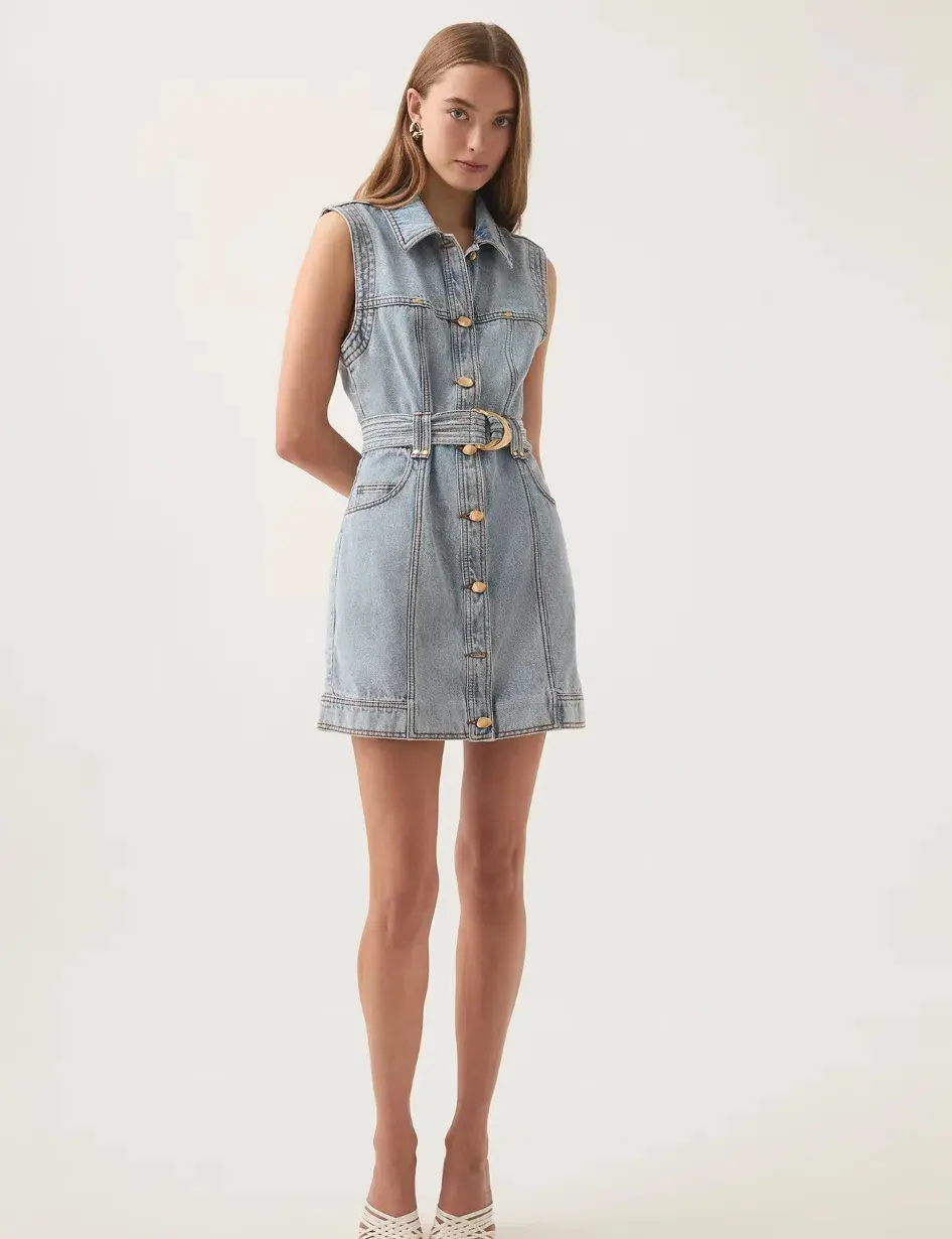 Aje Ray Denim Mini Dress Size 8 - Image 1