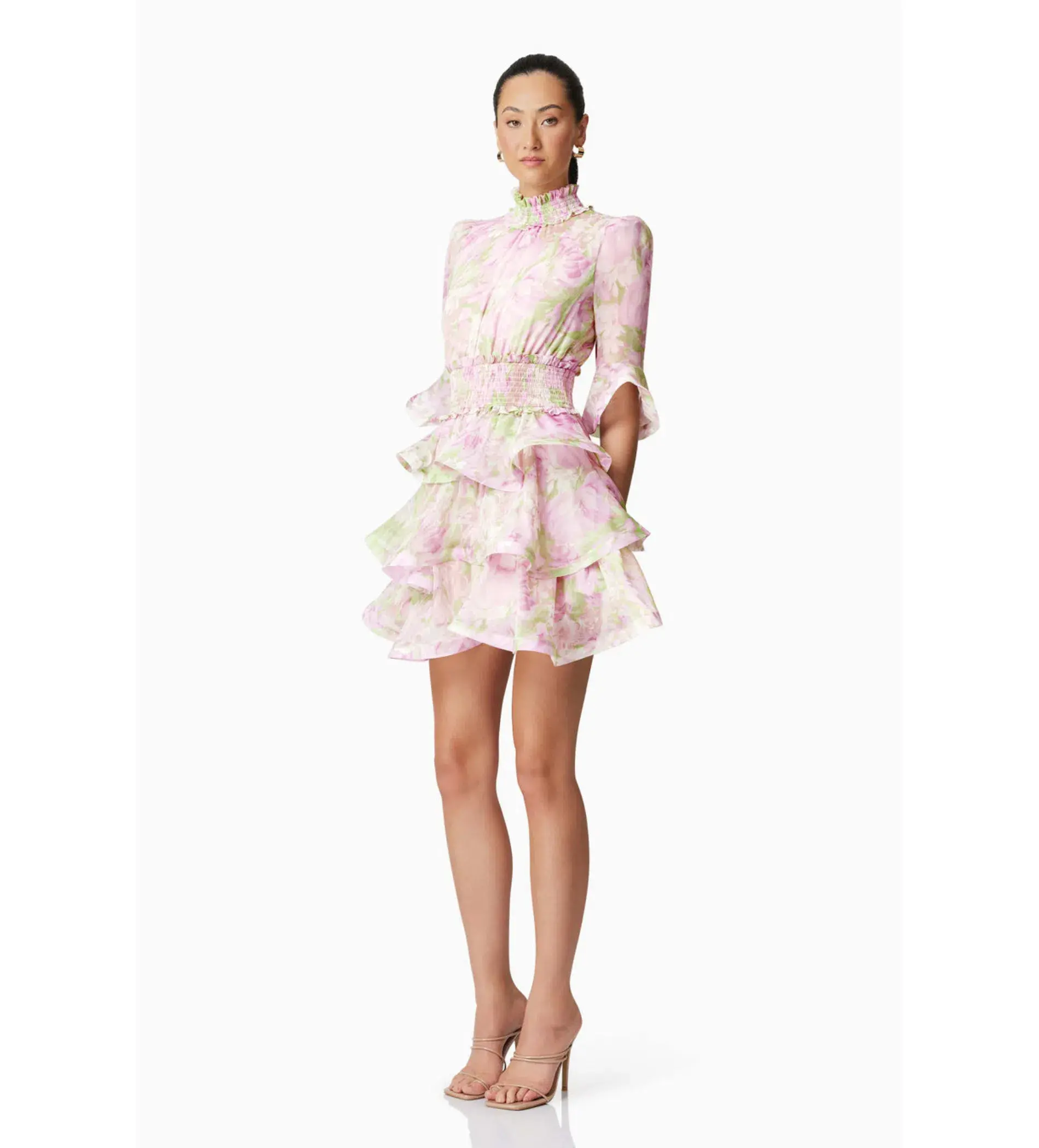 Elliatt Morgan Tiered Mini Dress Pink Size 12 - Image 4
