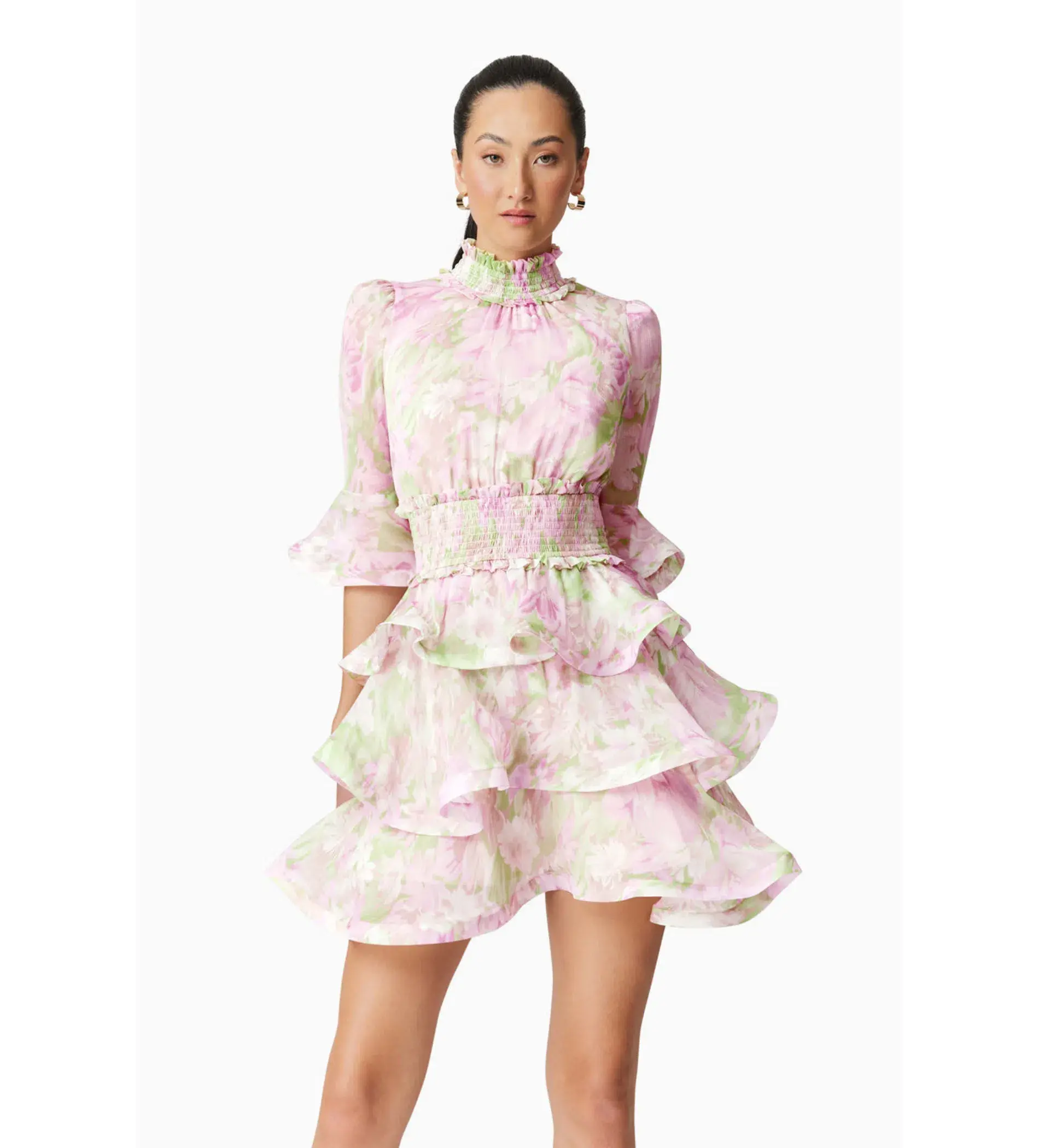 Elliatt Morgan Tiered Mini Dress Pink Size 12 - Image 3