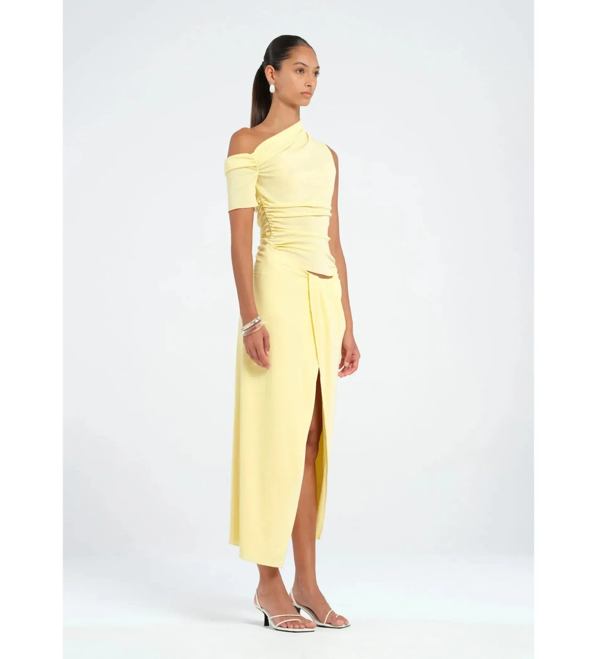 Benni Cleo One Shoulder Maxi Dress in Butter Size AU 6 - Image 2