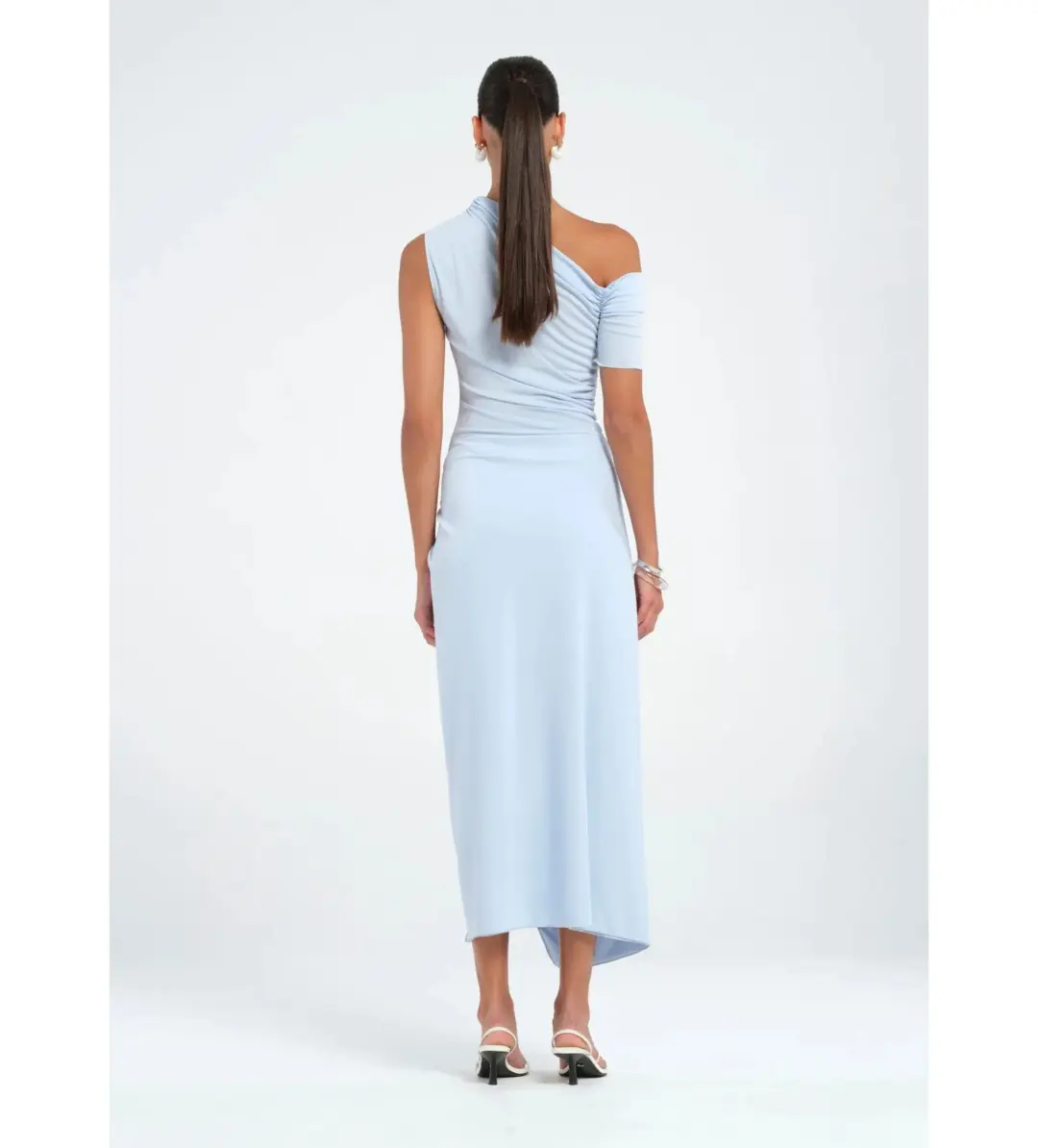 Benni Cleo One Shoulder Maxi Dress in Sky Blue Size AU 8 for rent on The Volte - main image