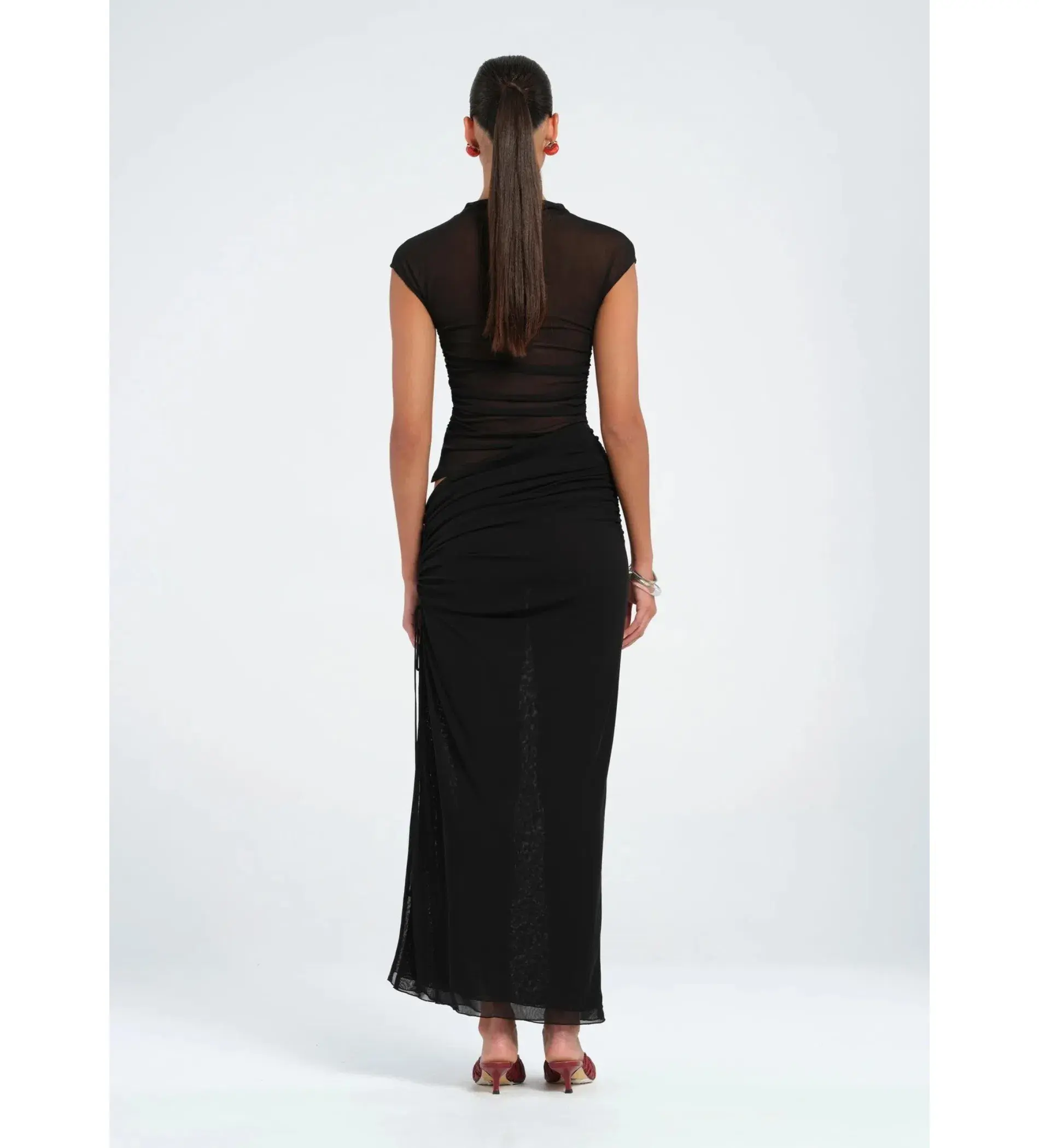 Benni Milo Mesh Maxi Dress in Black Size AU 8 - Image 3