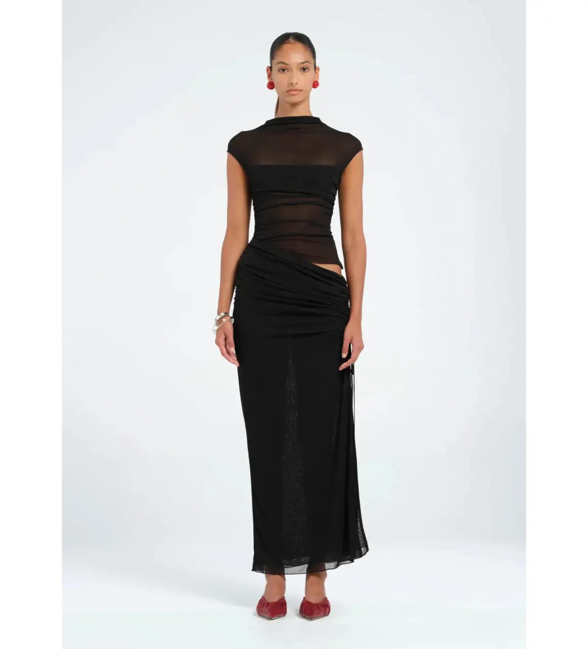 Benni Milo Mesh Maxi Dress in Black Size AU 8 - Image 1