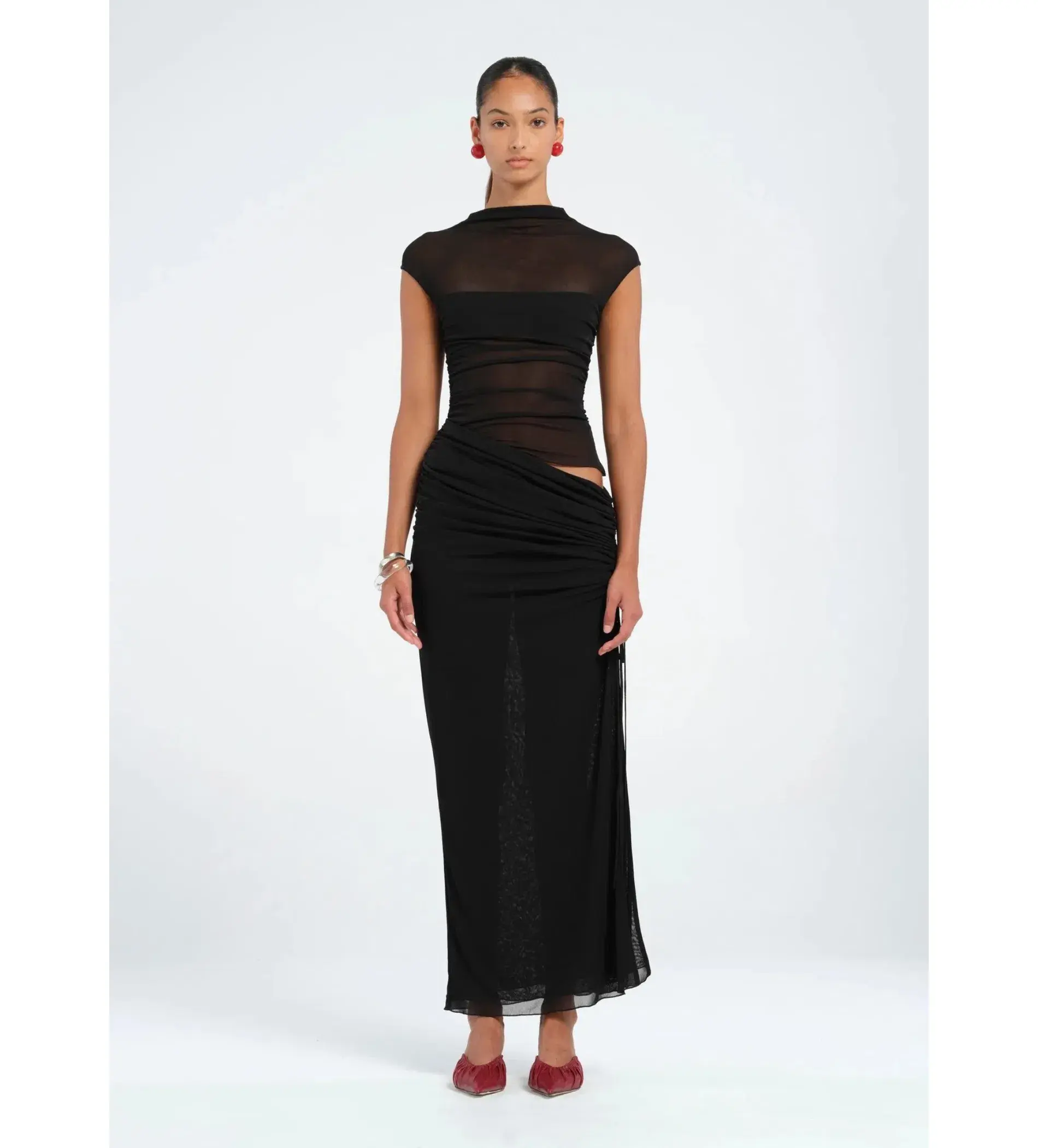 Benni Milo Mesh Maxi Dress in Black Size AU 8 - Image 1