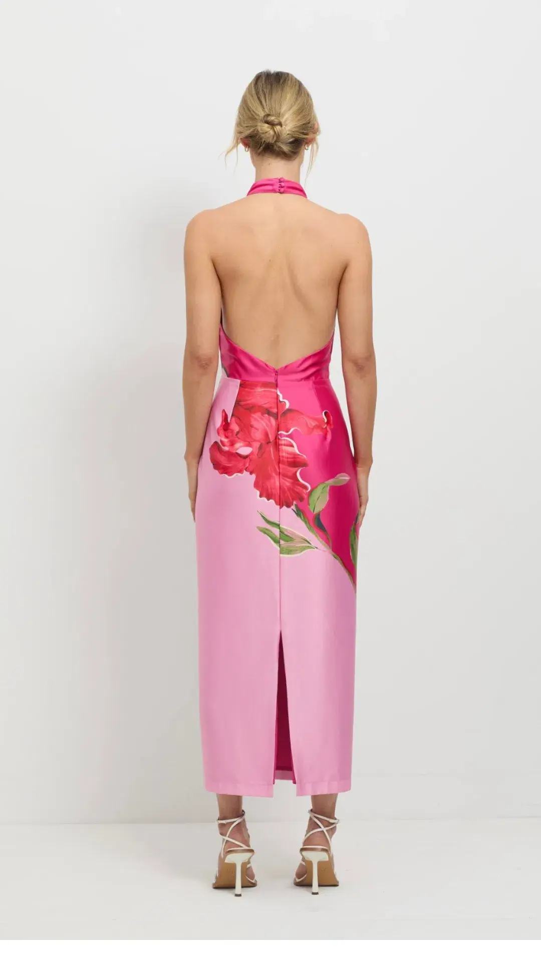 Pasduchas Pompon Halter Midi Dress Pink Size AU 10 - Image 4