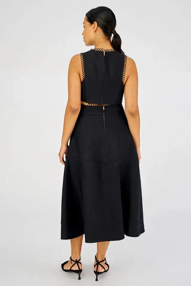 Oroton Lace Flower Midi Dress Black Size AU 6 for rent on The Volte - main image