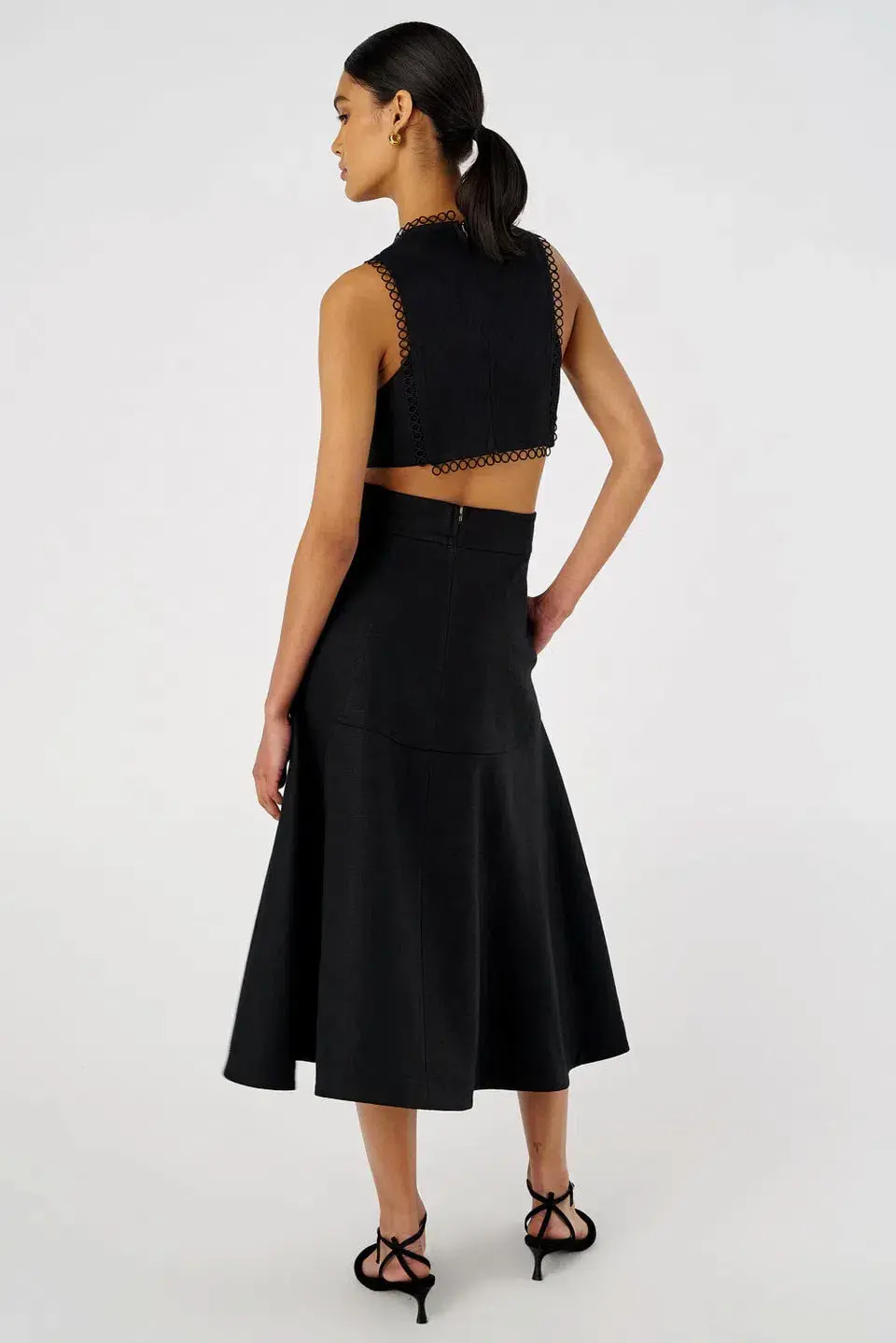 Oroton Lace Flower Midi Dress Black Size AU 6 for rent on The Volte - main image