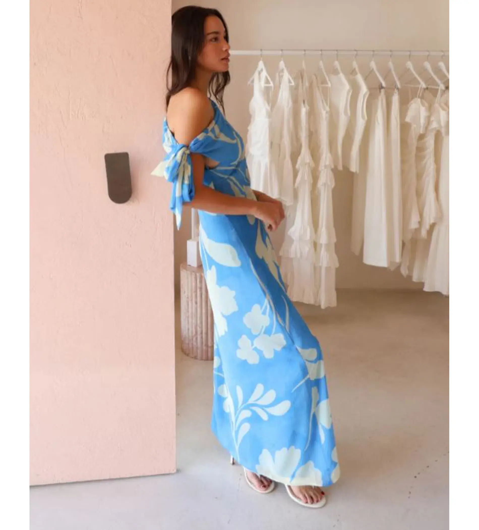 By Nicola Hailey One Shoulder Tie Maxi Dress in Capri Size AU 8 - Image 2