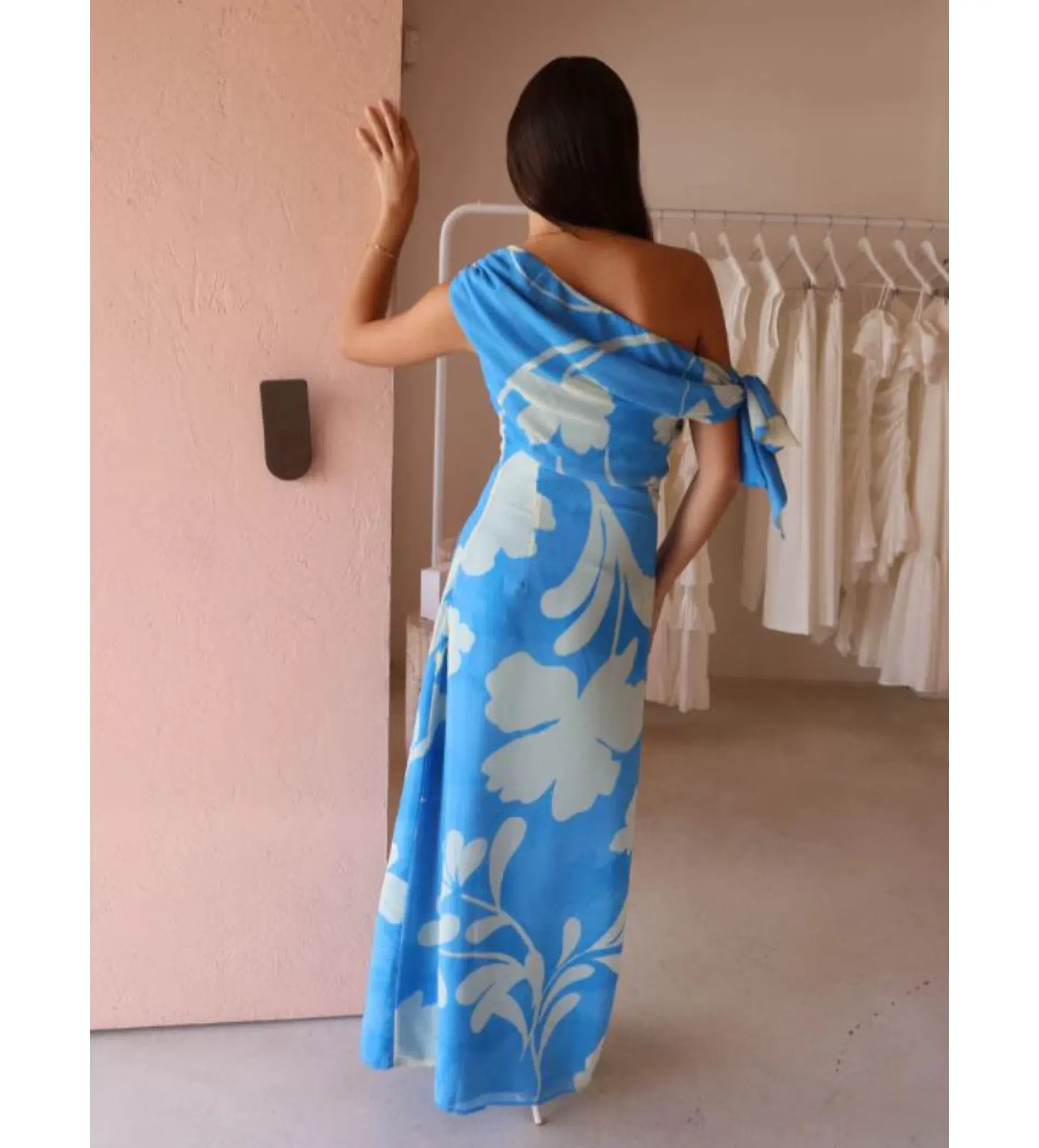 By Nicola Hailey One Shoulder Tie Maxi Dress in Capri Size AU 8 - Image 3