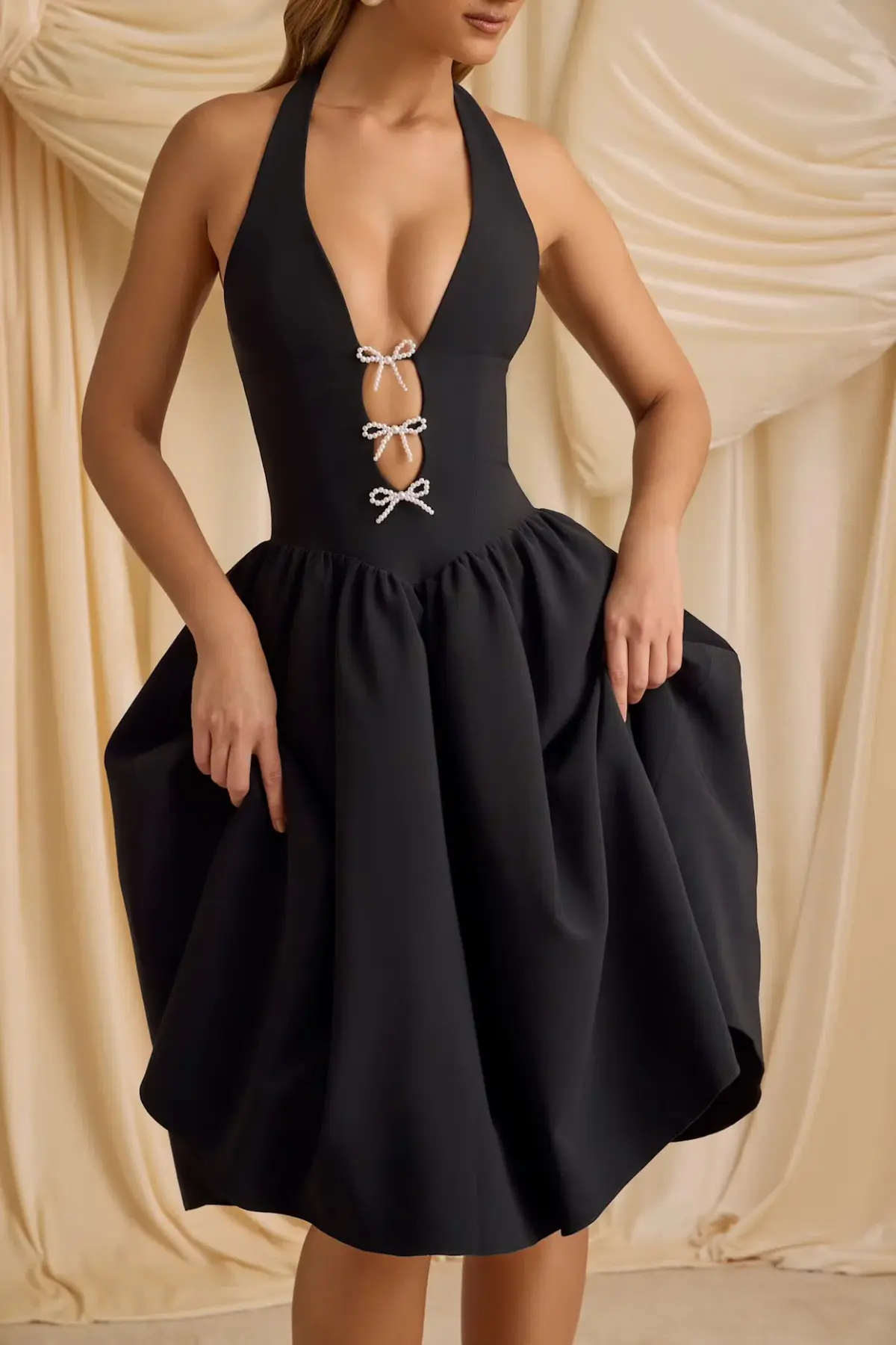 Oh Polly Angelina Halterneck Midi Black Size AU 6 - Image 2