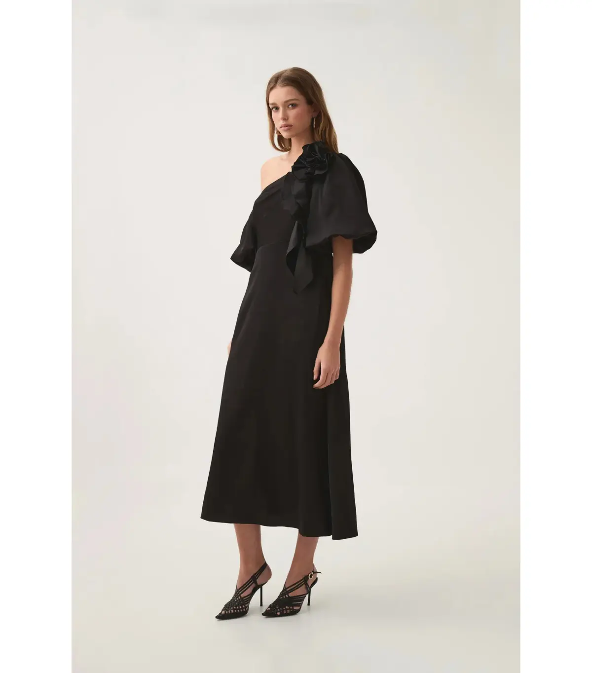 Aje Magnetic Draped Midi Dress Black Size AU 8 - Image 3