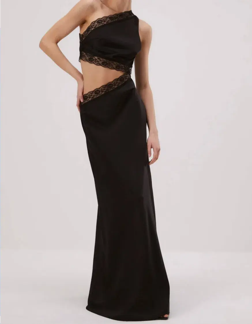 MISHA Jillian Silk Maxi Dress Black Size 10 - Image 1