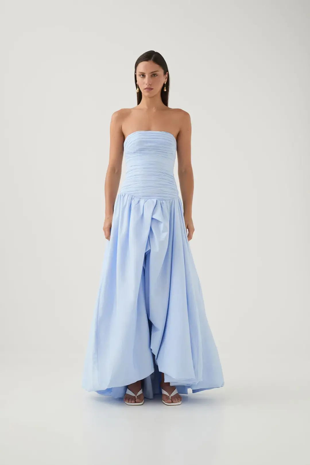 Aje Violette Bubble Hem Maxi in Pearl Blue Size 6 for rent on The Volte - main image