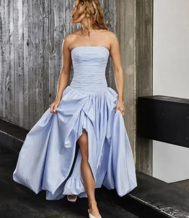 Aje Violette Bubble Hem Maxi in Pearl Blue Size 8 for rent on The Volte - main image