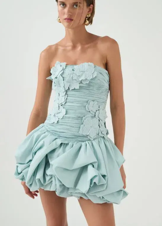 Aje Splendour Mini Dress Silver Blue Size AU 8 - Image 1