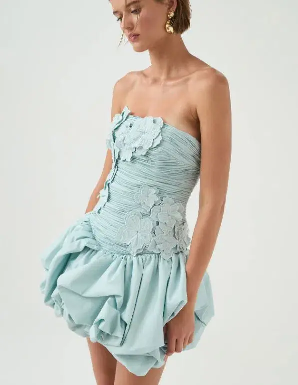 Aje Splendour Mini Dress Silver Blue Size AU 8 - Image 3