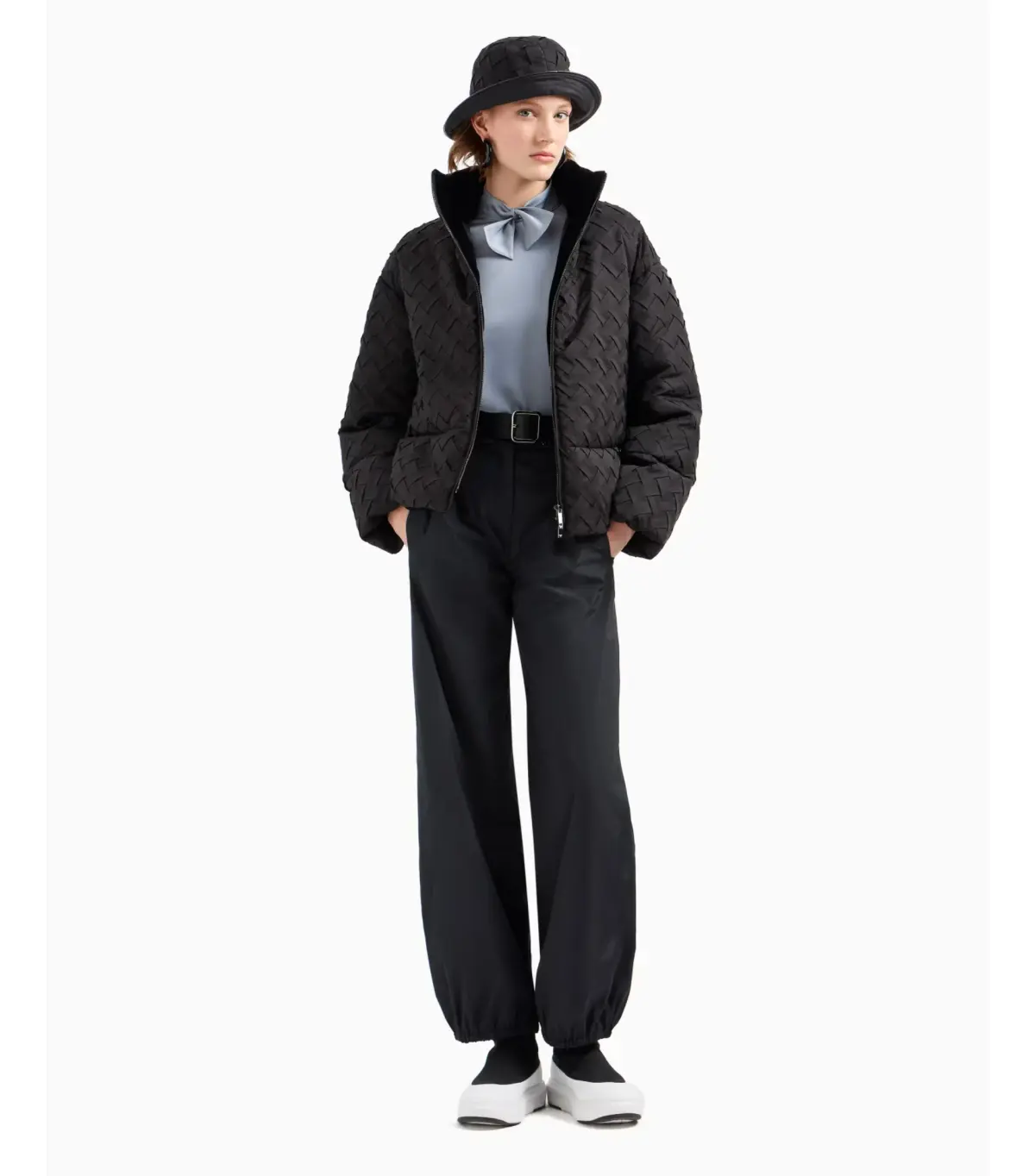 Emporio Armani Full-Zip Jacket in Woven Technical Fabric Black Size IT 48 / AU 16 - Image 1