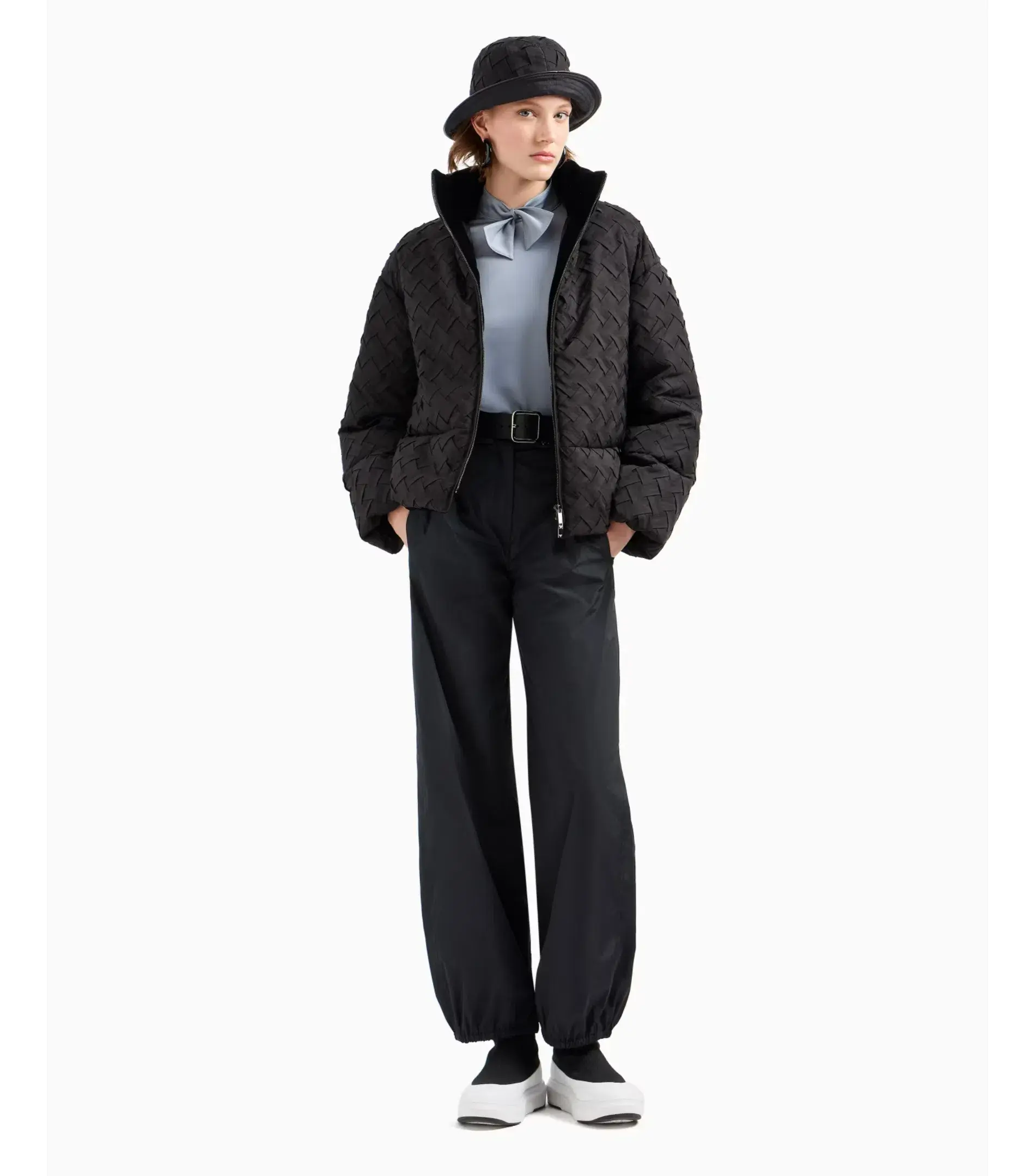 Emporio Armani Full-Zip Jacket in Woven Technical Fabric Black Size IT 48 / AU 16 - Image 1