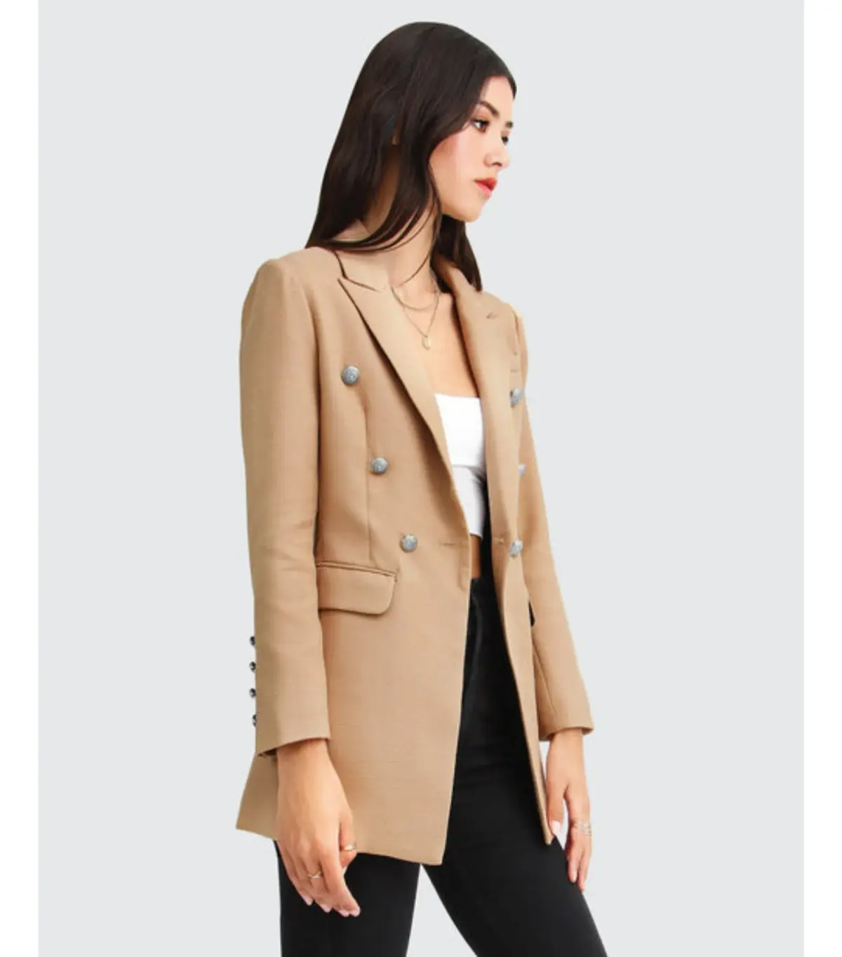 Belle & Bloom Princess Polina Textured Weave Blazer Camel Size S / AU 8 - Image 3