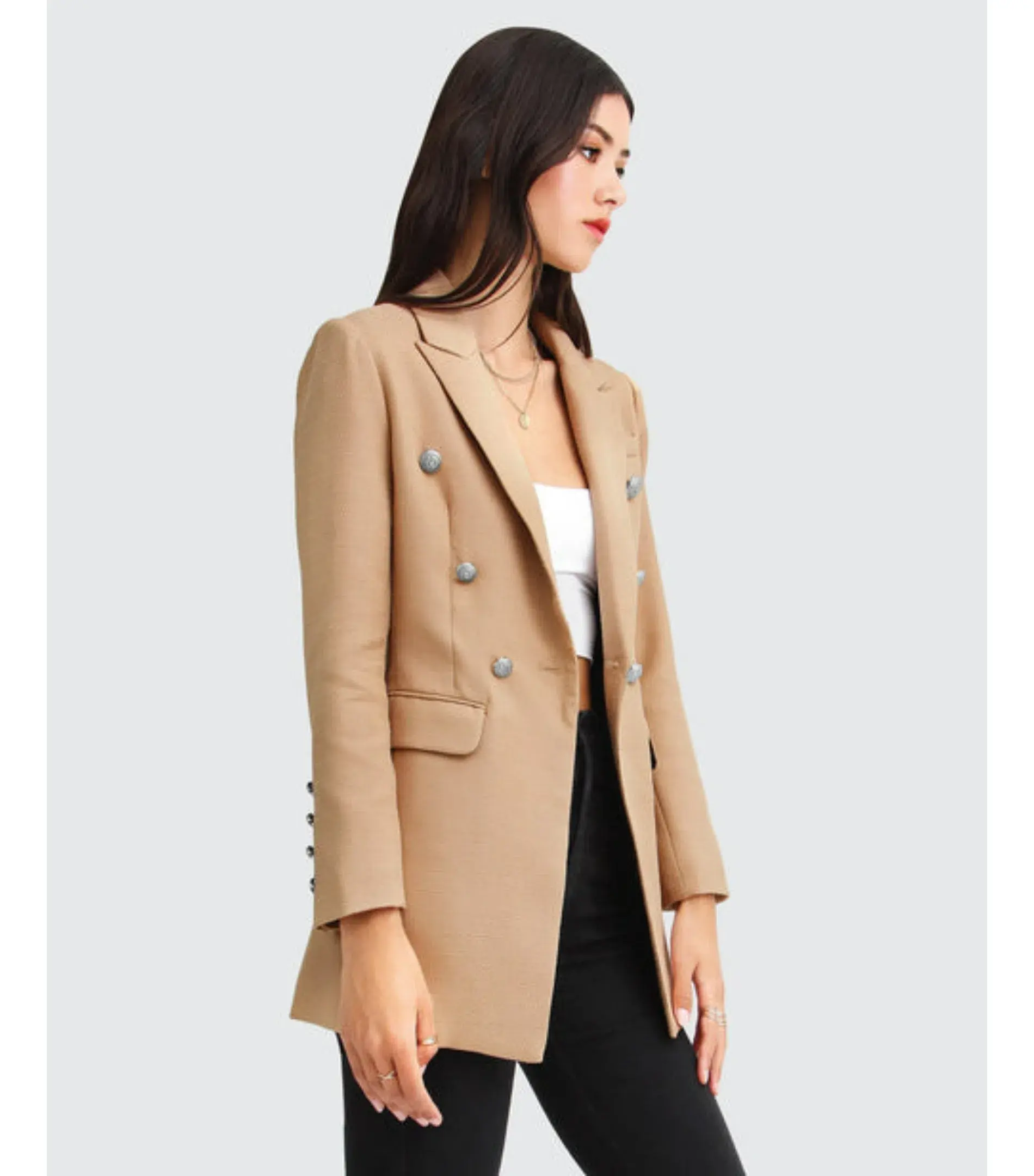Belle & Bloom Princess Polina Textured Weave Blazer Camel Size S / AU 8 - Image 3