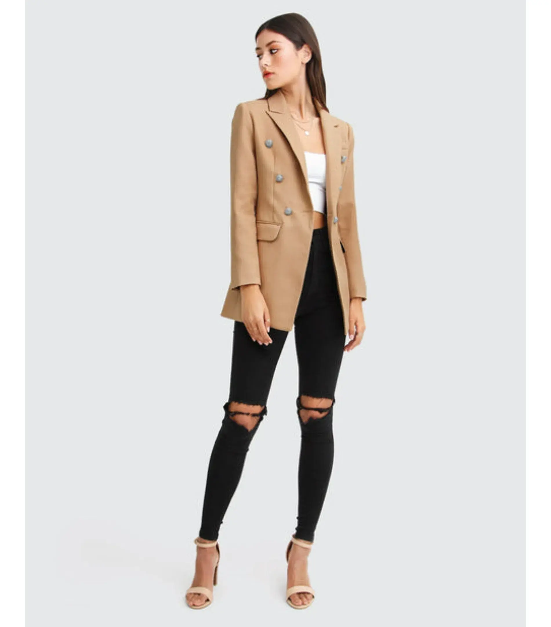 Belle & Bloom Princess Polina Textured Weave Blazer Camel Size S / AU 8 - Image 1