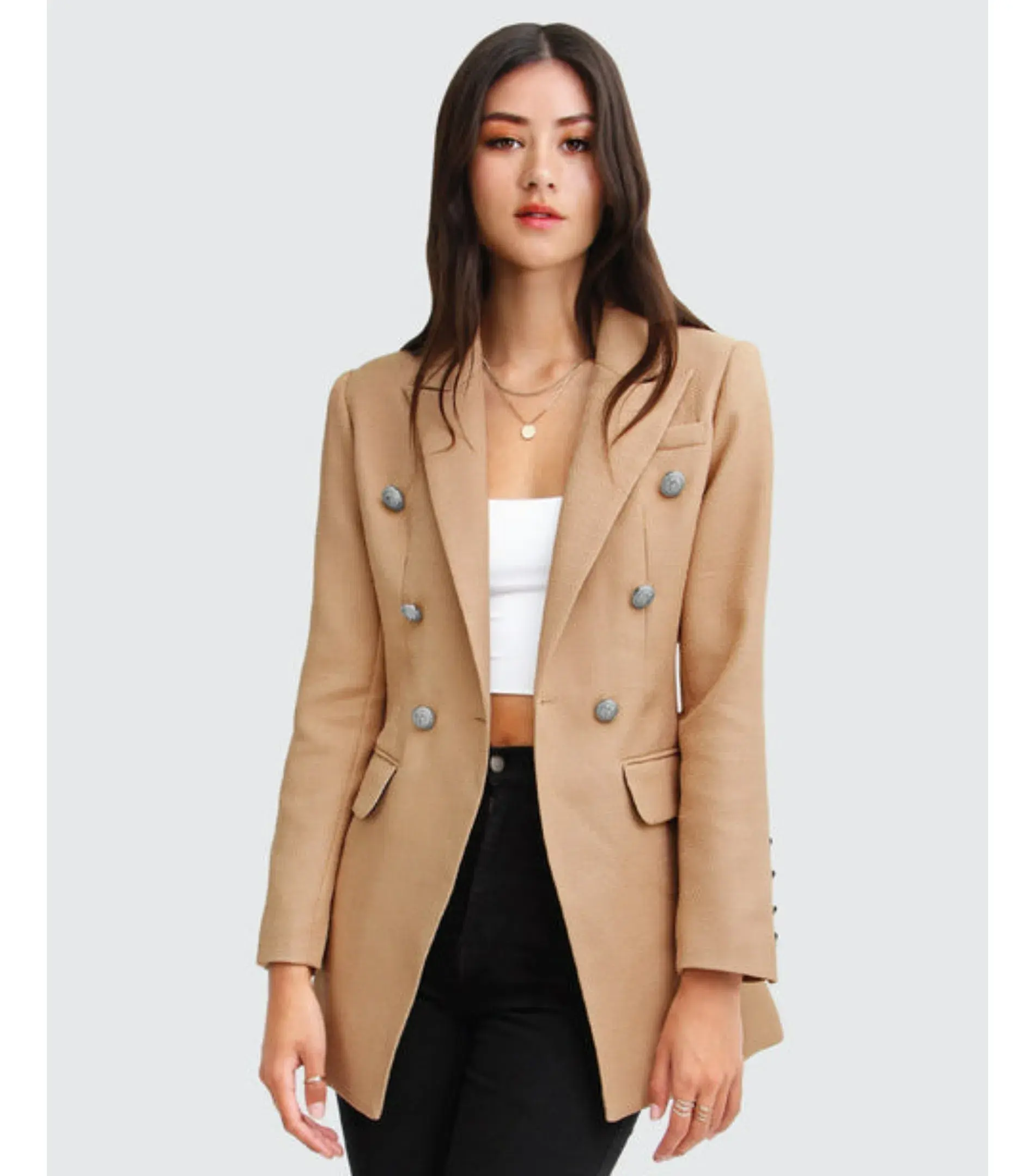 Belle & Bloom Princess Polina Textured Weave Blazer Camel Size S / AU 8 - Image 2