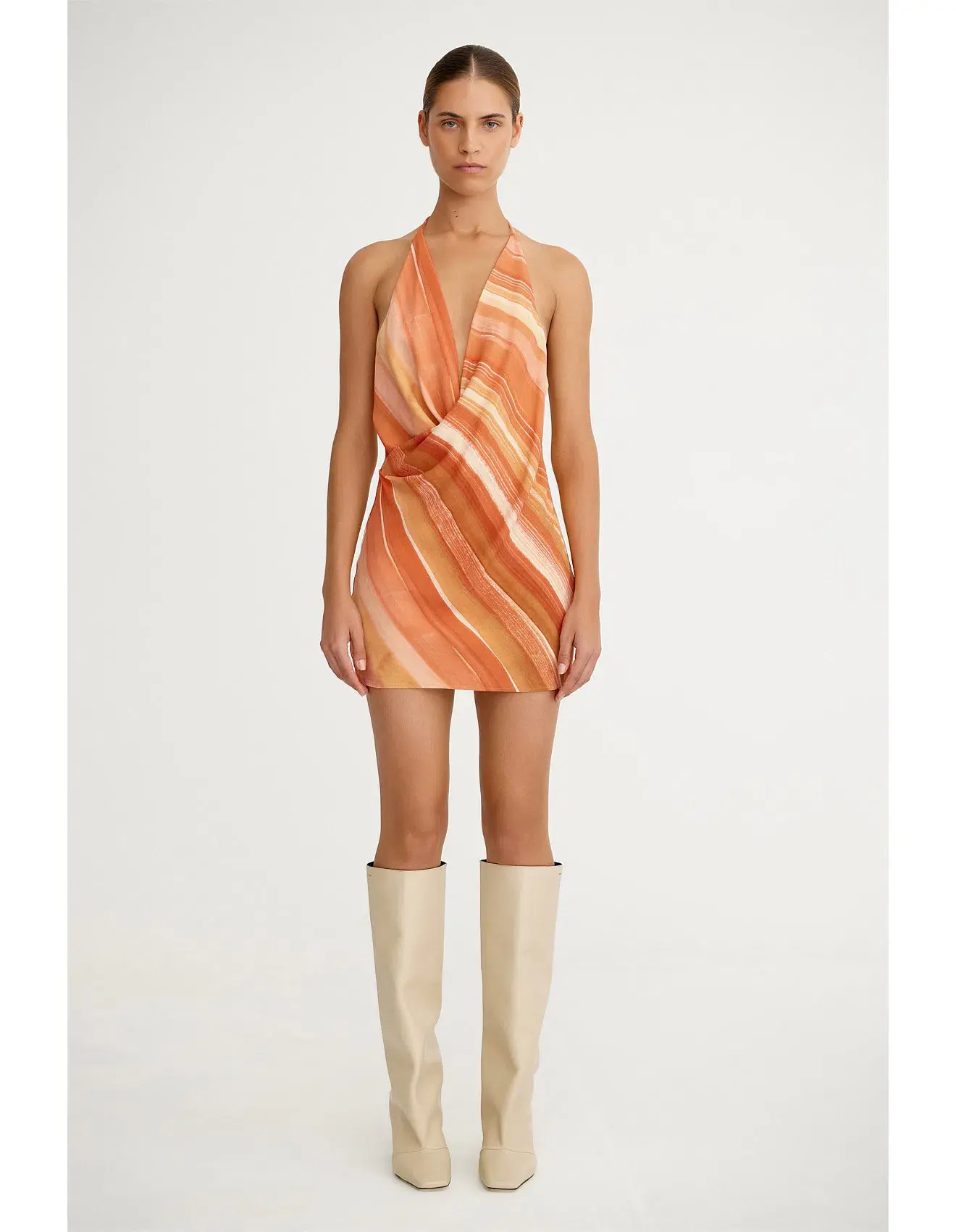 Significant Other Patrice Halter Mini Dress in Sherbet Stripe Size AU 10 - Image 1