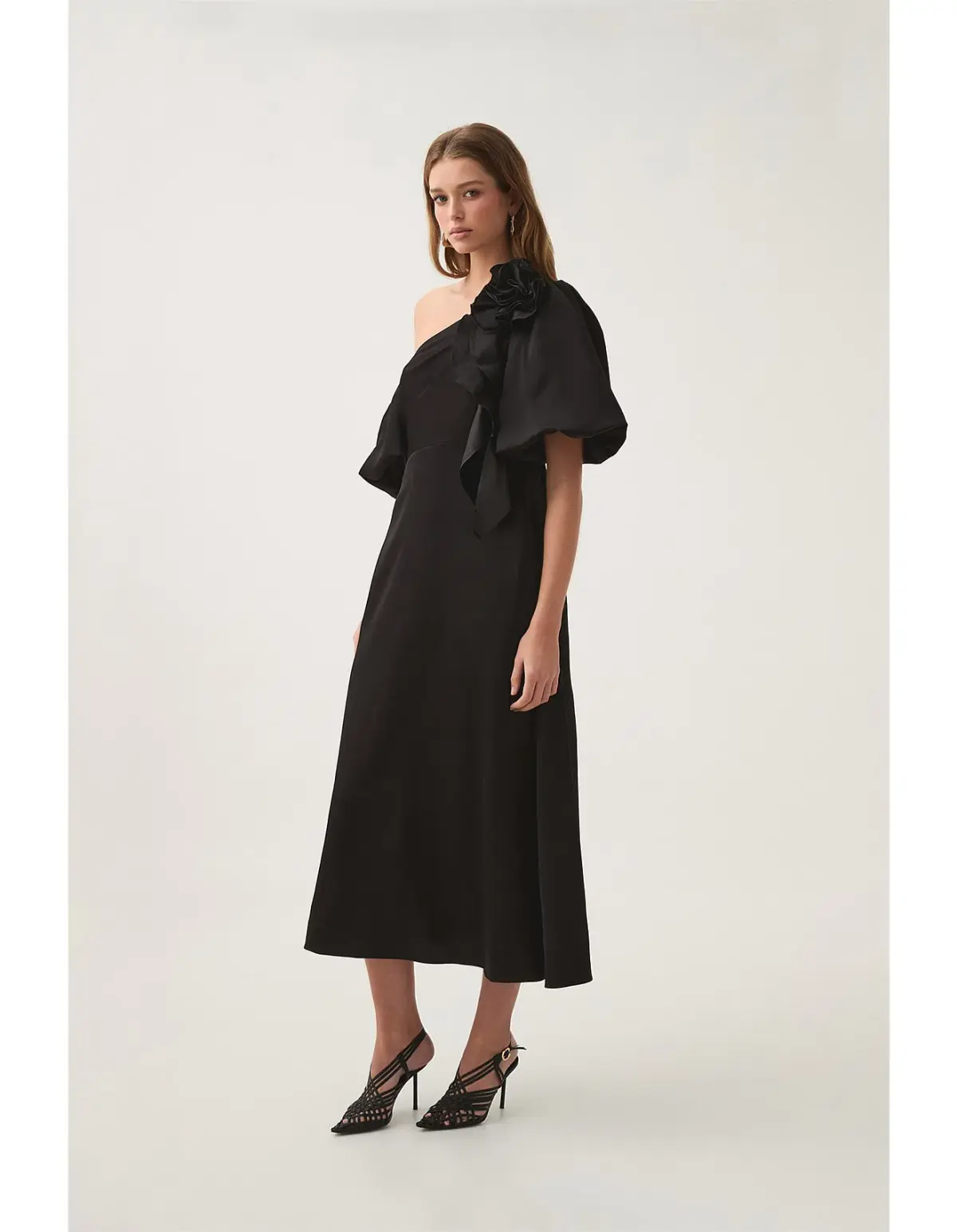 Aje Magnetic Draped Midi Dress Black Size AU 8 - Image 4