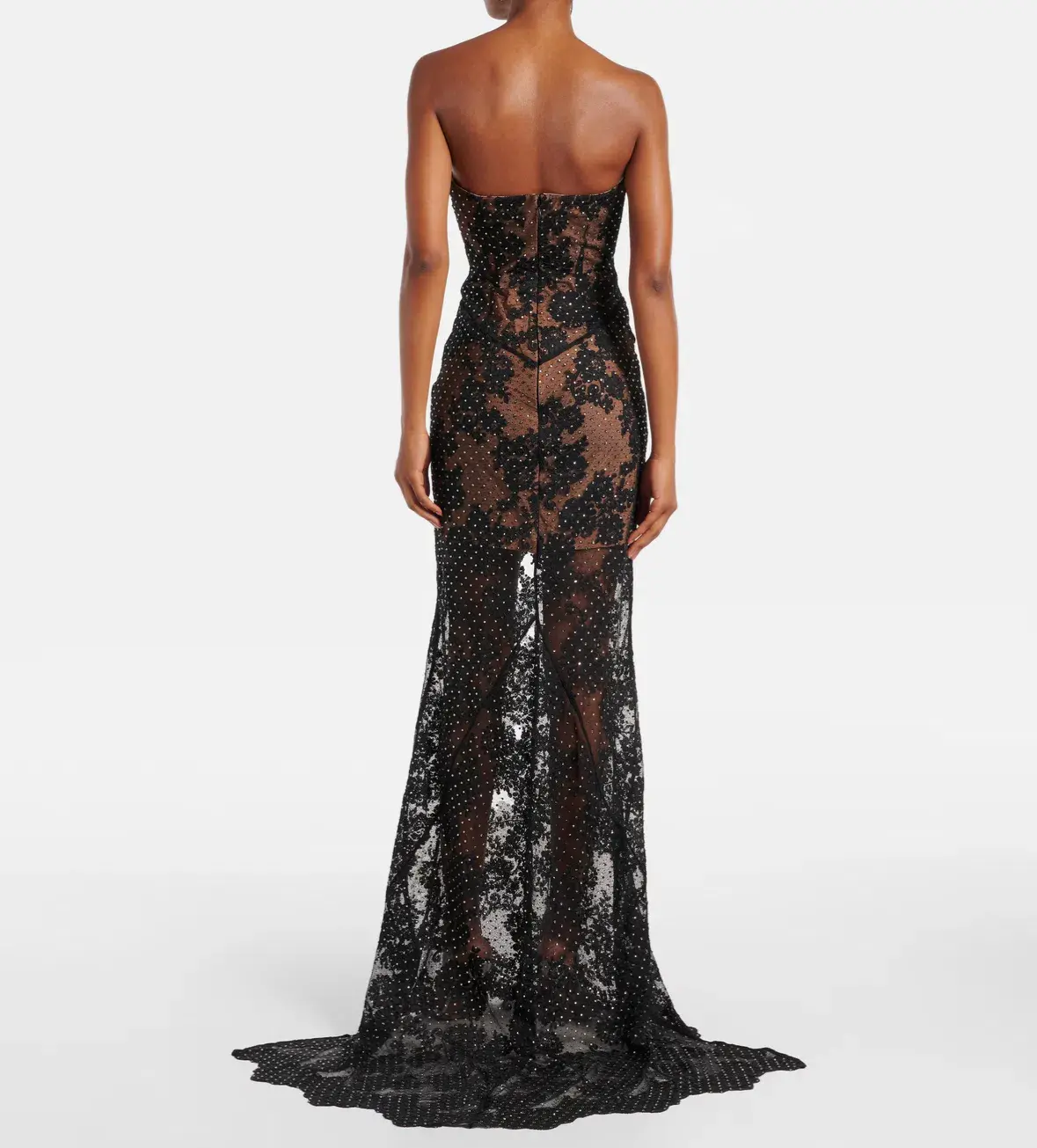 Self Portrait Rhinestone Embellished Sheer Gown Black Size AU 8 S  - Image 2