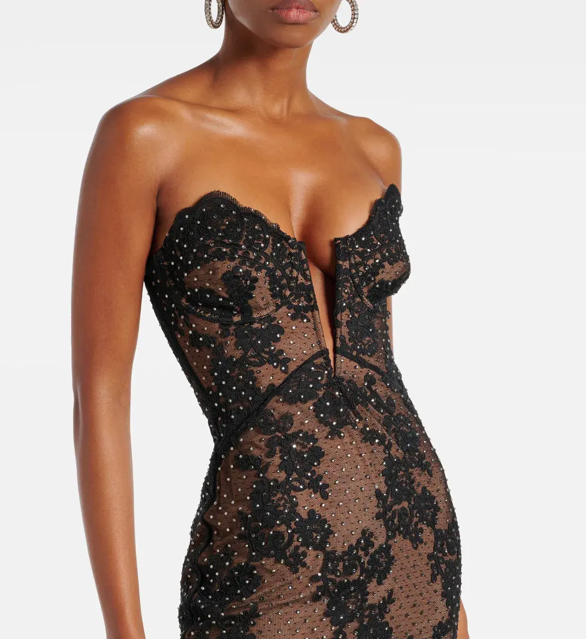Self Portrait Rhinestone Embellished Sheer Gown Black Size AU 8 S  - Image 3