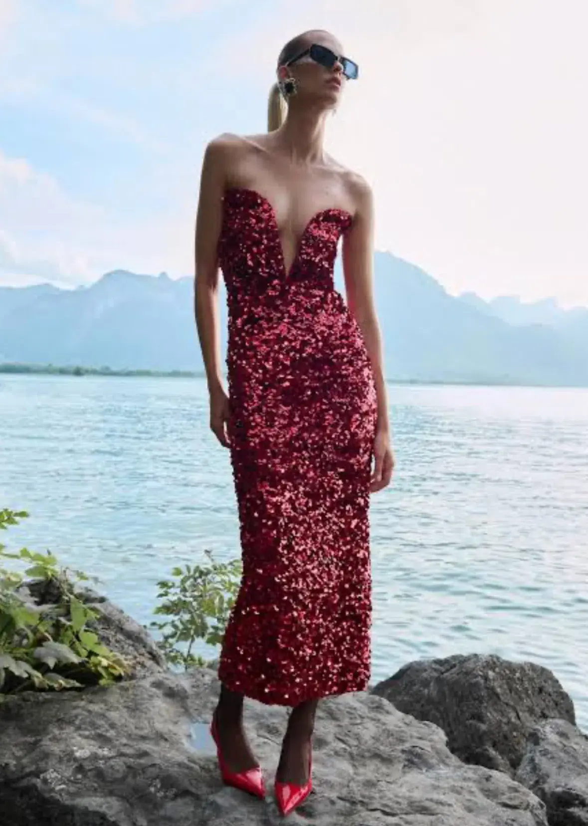 Self Portrait 3D Maxi Dress in Red AU 6 XS  - Image 1