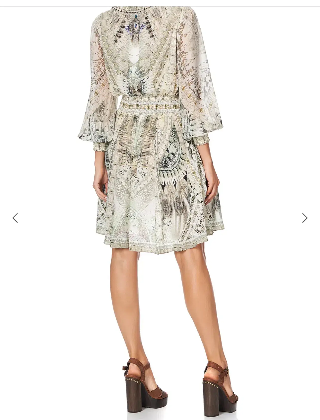 Camilla Lace Up Shirred Waist Mini Dress Daintree Dreaming Print Size S/AU 10 - Image 3