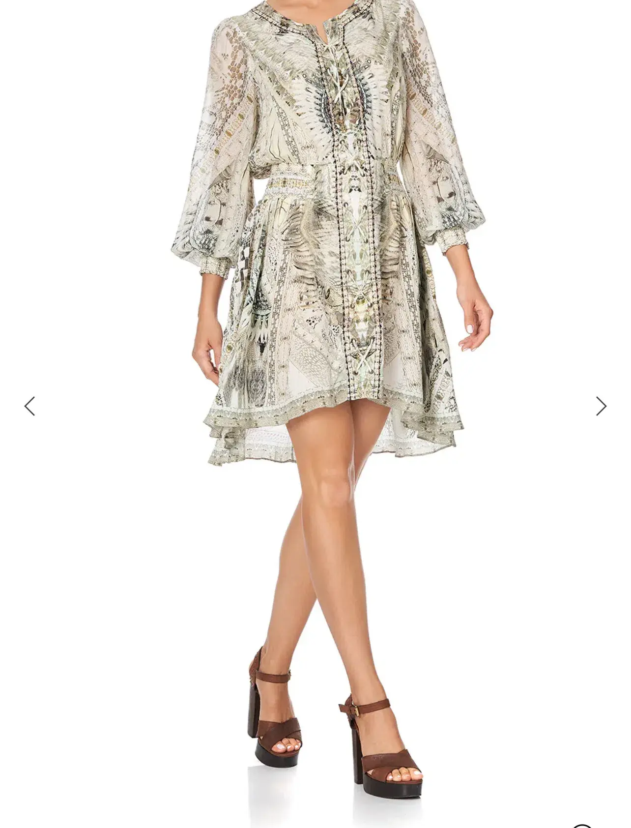 Camilla Lace Up Shirred Waist Mini Dress Daintree Dreaming Print Size S/AU 10 - Image 2