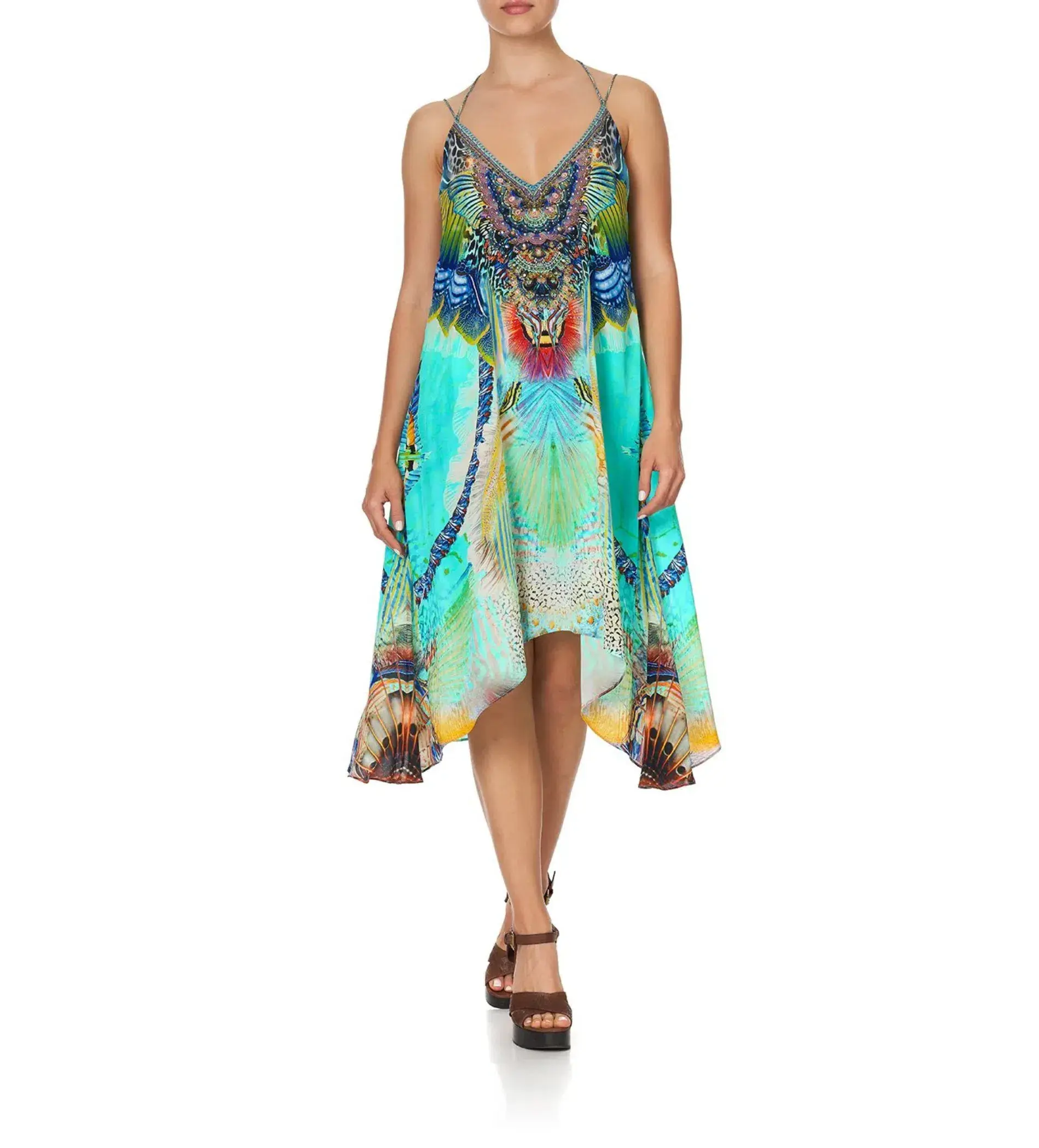 Camilla Reef Warrior V-Neck Strappy Flare Midi Dress Size S / AU 10 - Image 1
