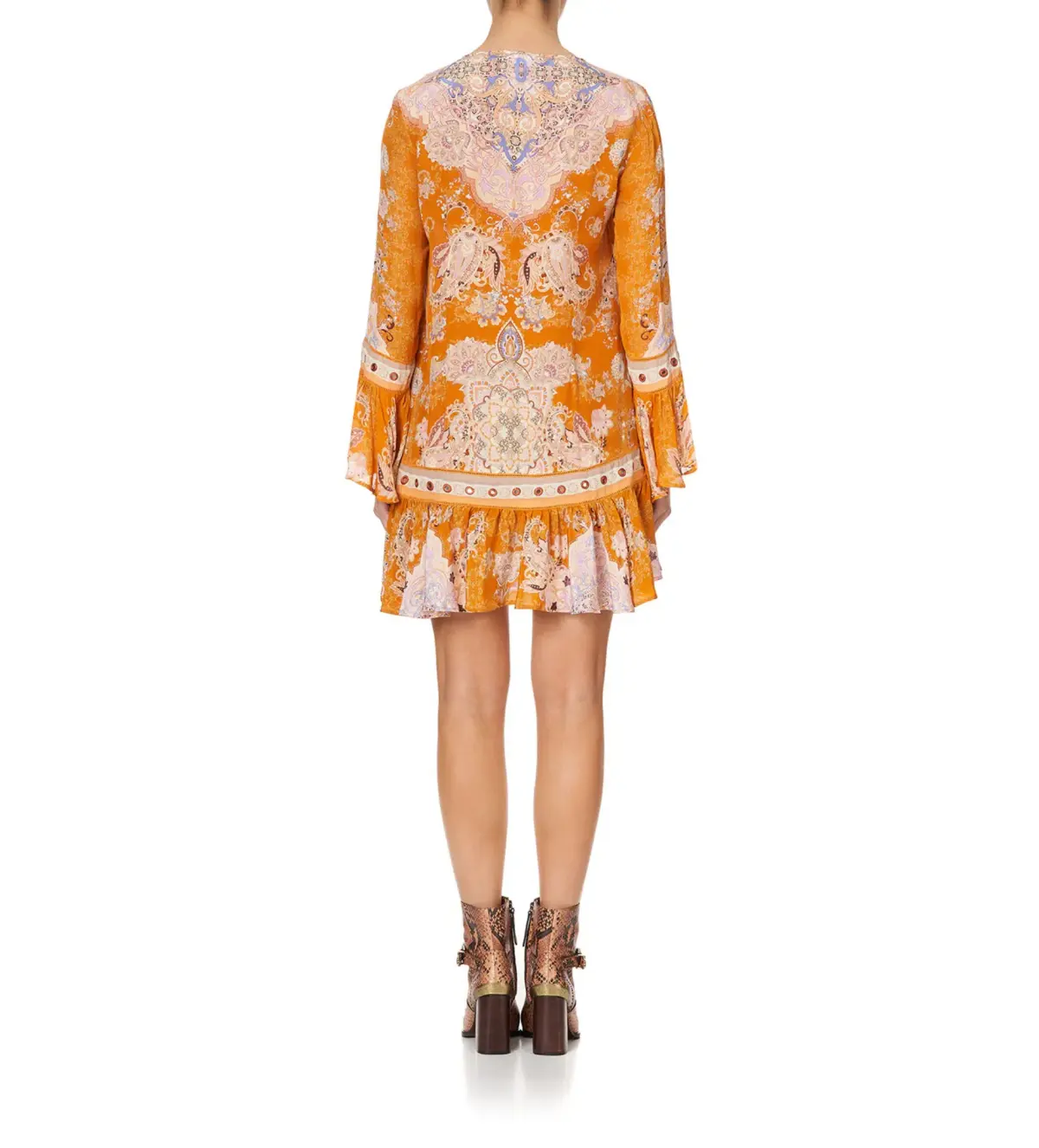 Camilla Marrakesh Maiden  Frill Hem Long Sleeve Dress Orange Size S / AU 10 - Image 2