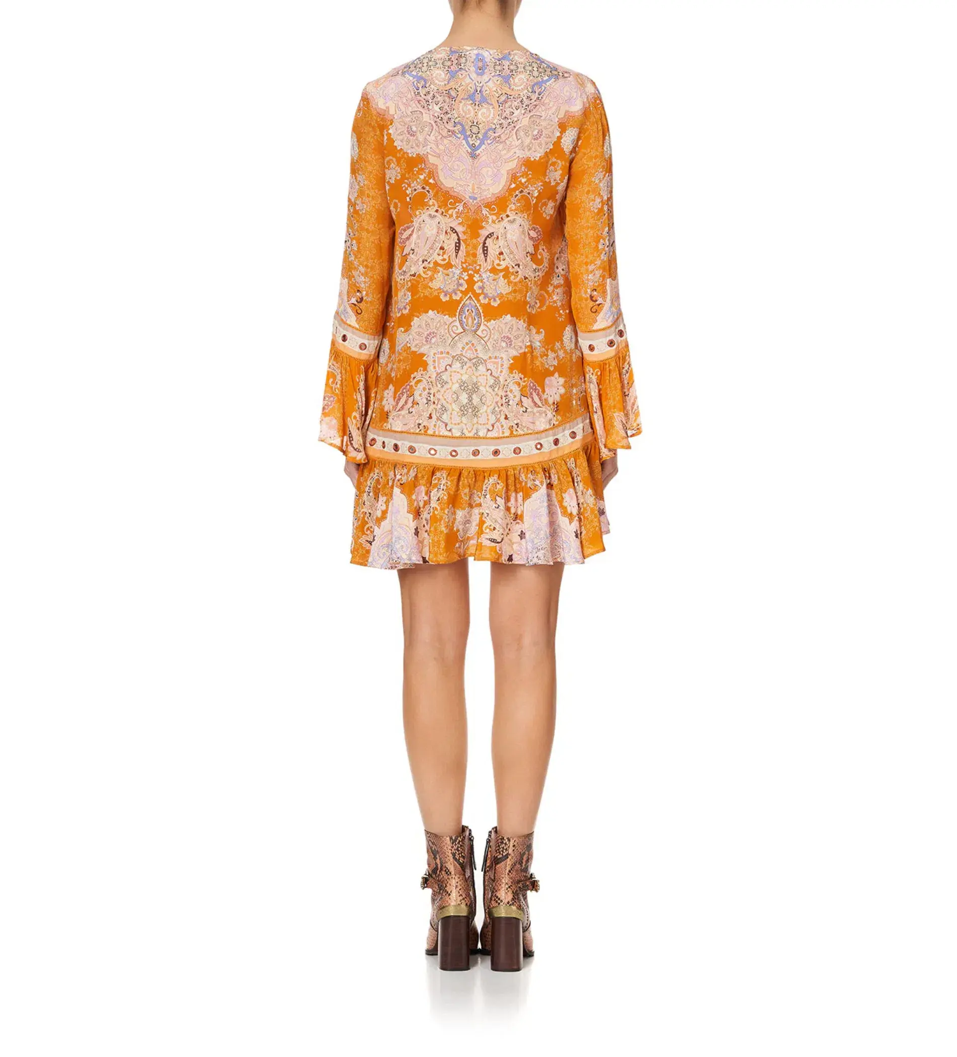 Camilla Marrakesh Maiden  Frill Hem Long Sleeve Dress Orange Size S / AU 10 - Image 2