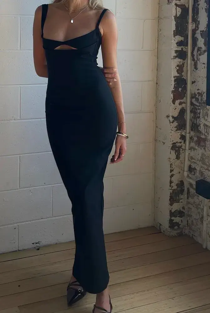 Madison Grace The Bianco Maxi Dress Black Size AU 8 - Image 1