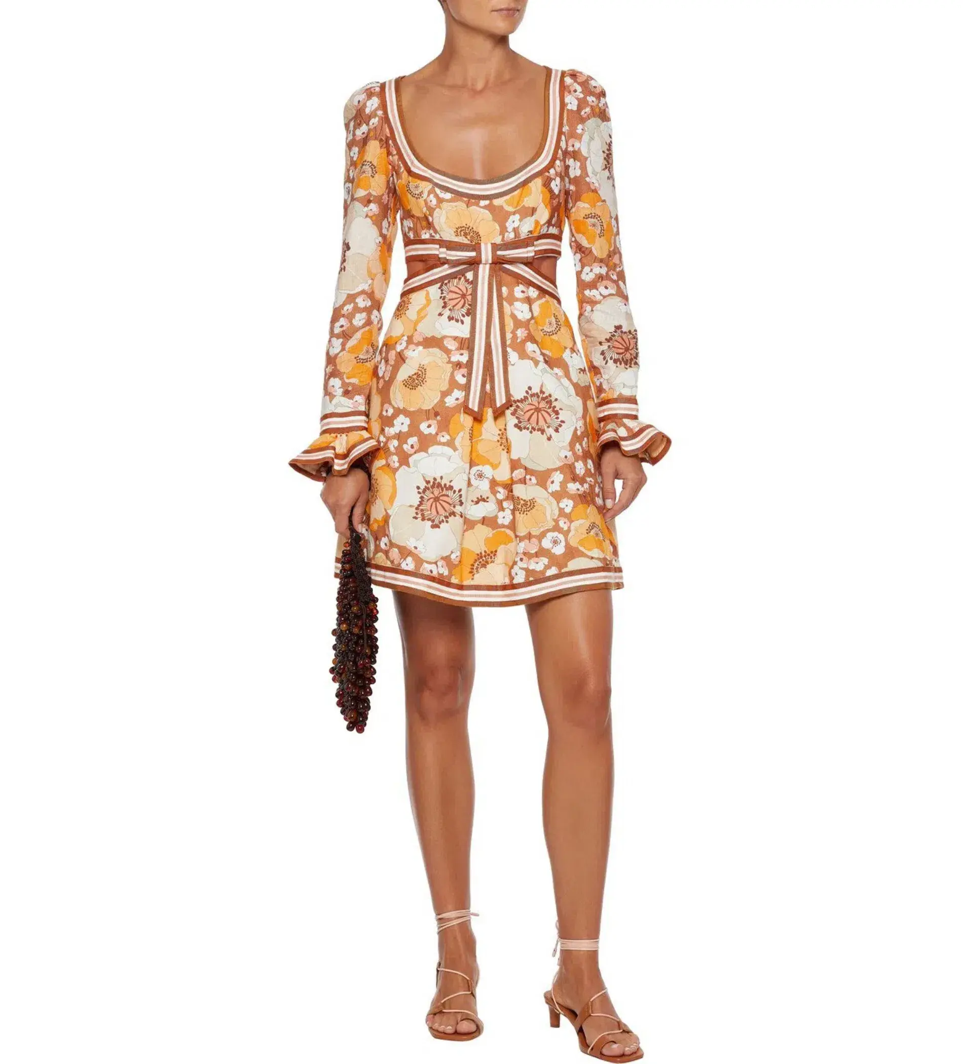 Zimmermann Super Eight Ribbon Mini Dress in Toffee Poppy Size 3 - Image 1