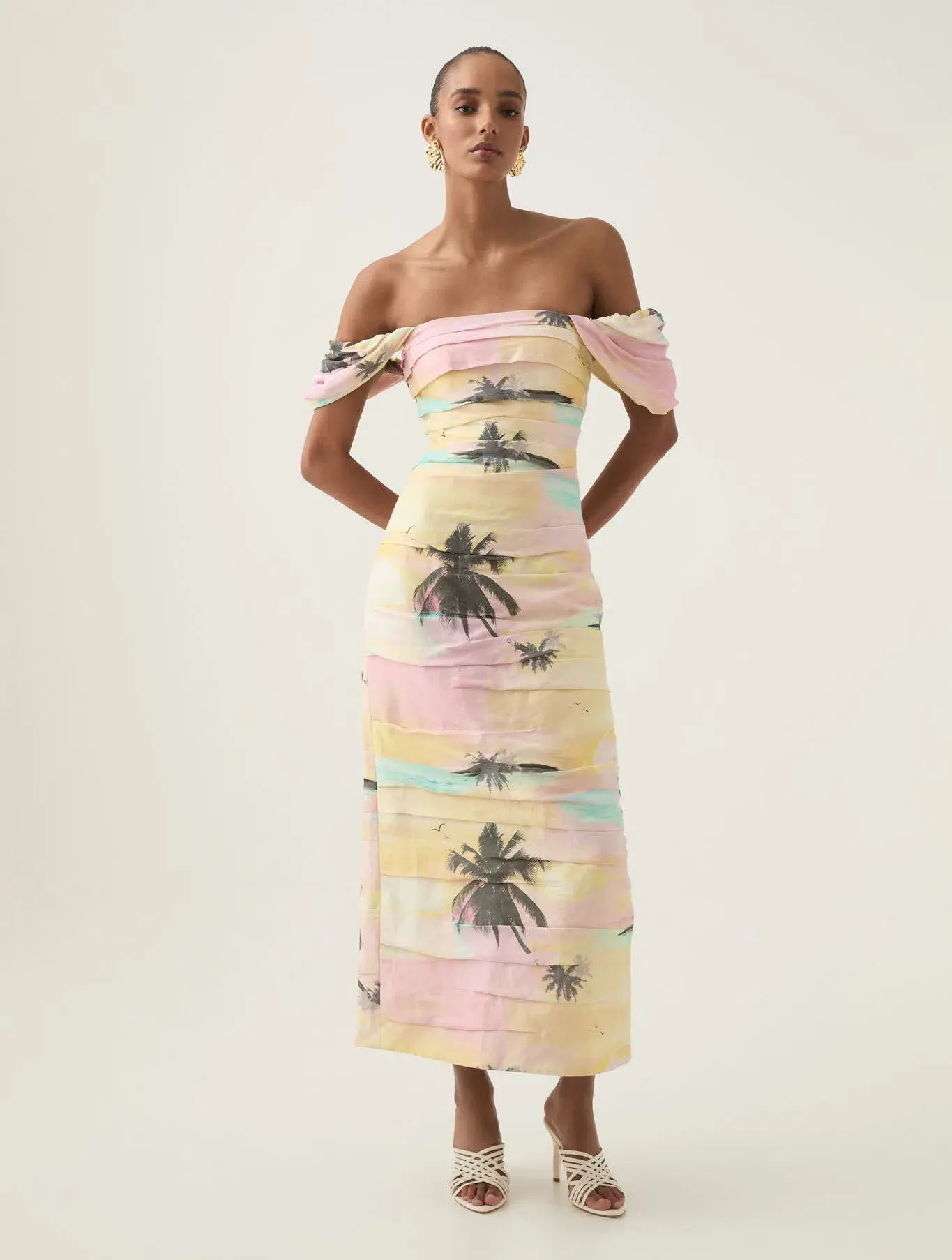 Aje Zara Gathered Midi Dress in Sunset Sky Size 14 - Image 1