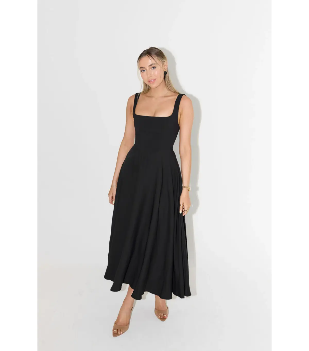 Odd Muse The Ultimate Muse High Waist Square Neck Midi Dress Black Size M / AU 10 - Image 1