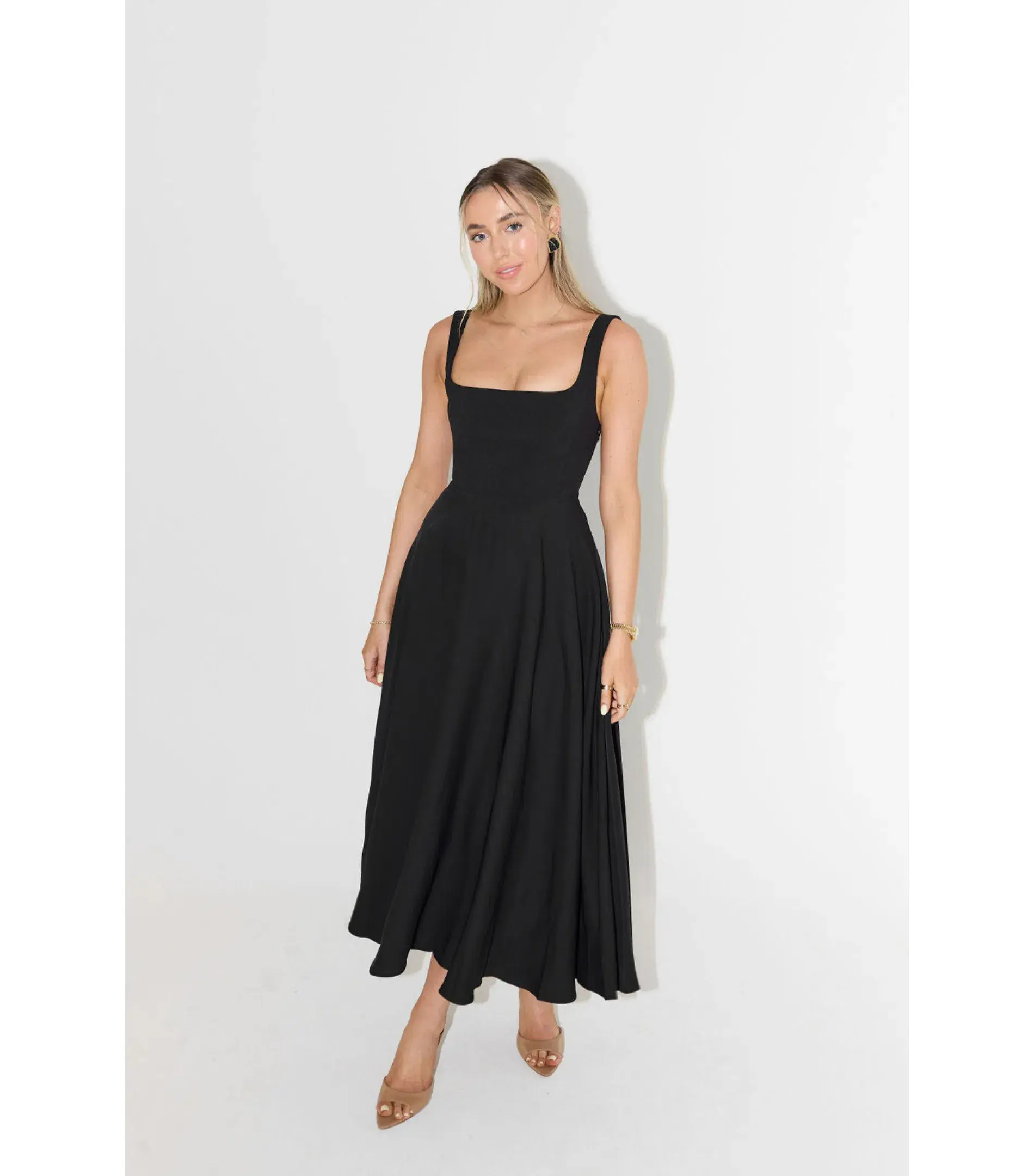 Odd Muse The Ultimate Muse High Waist Square Neck Midi Dress Black Size M / AU 10 - Image 1