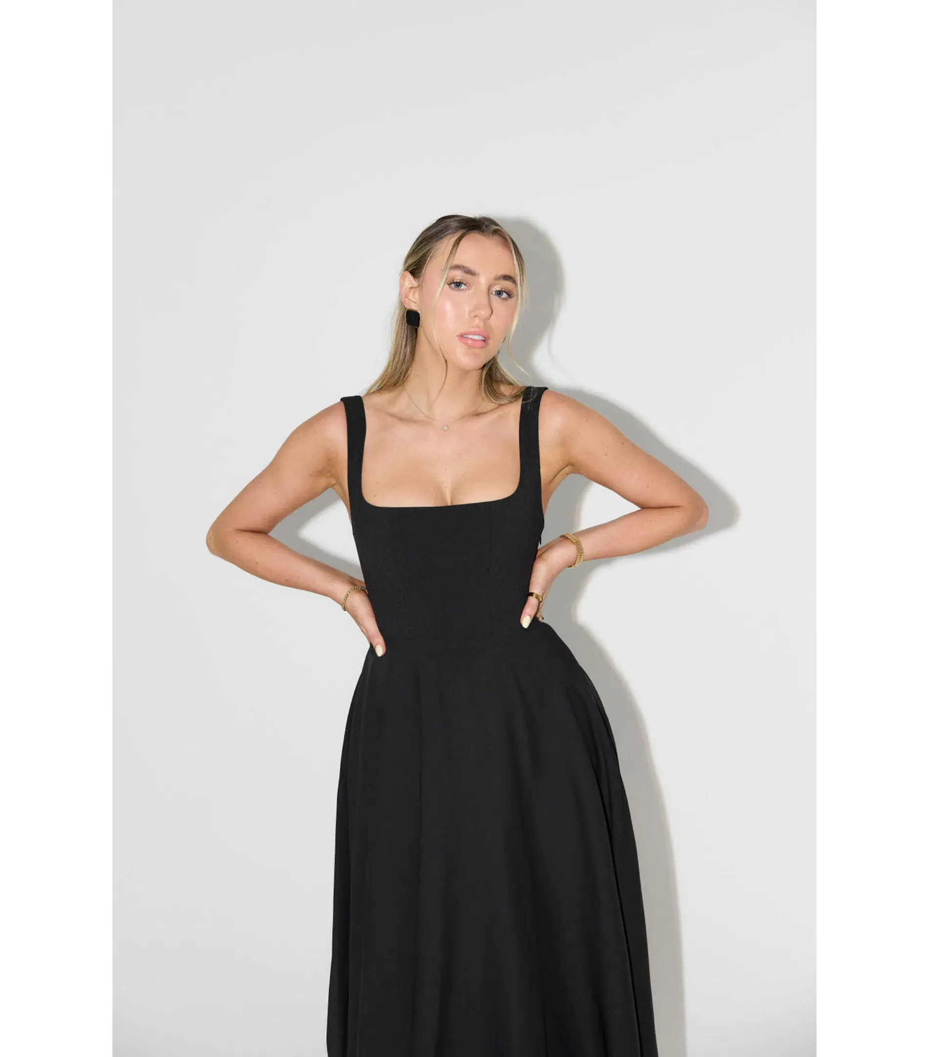 Odd Muse The Ultimate Muse High Waist Square Neck Midi Dress Black Size M / AU 10 - Image 2