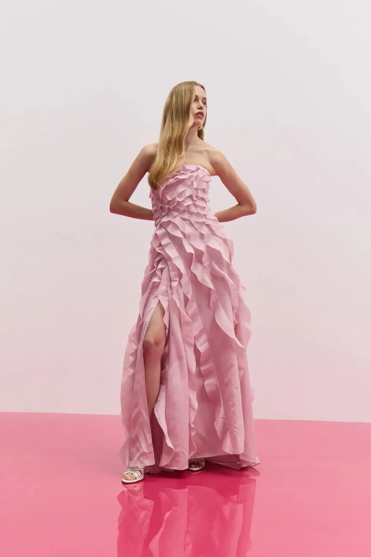 Aje Allairie Maxi Gown Chalk Pink Size AU 8 - Image 7