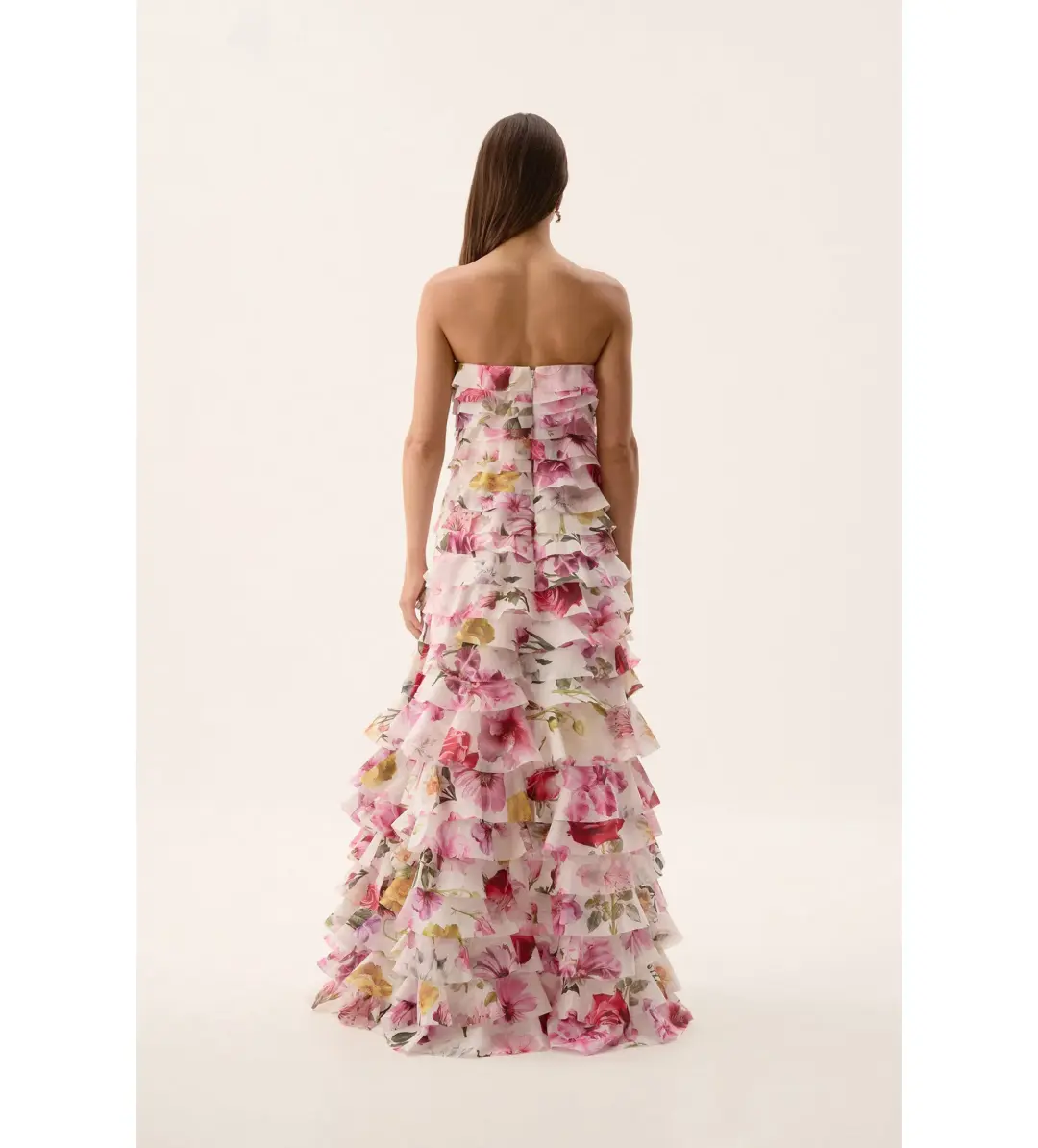 AJE Fleur Pleated Gown Collage Floral Size 8  for rent on The Volte - main image