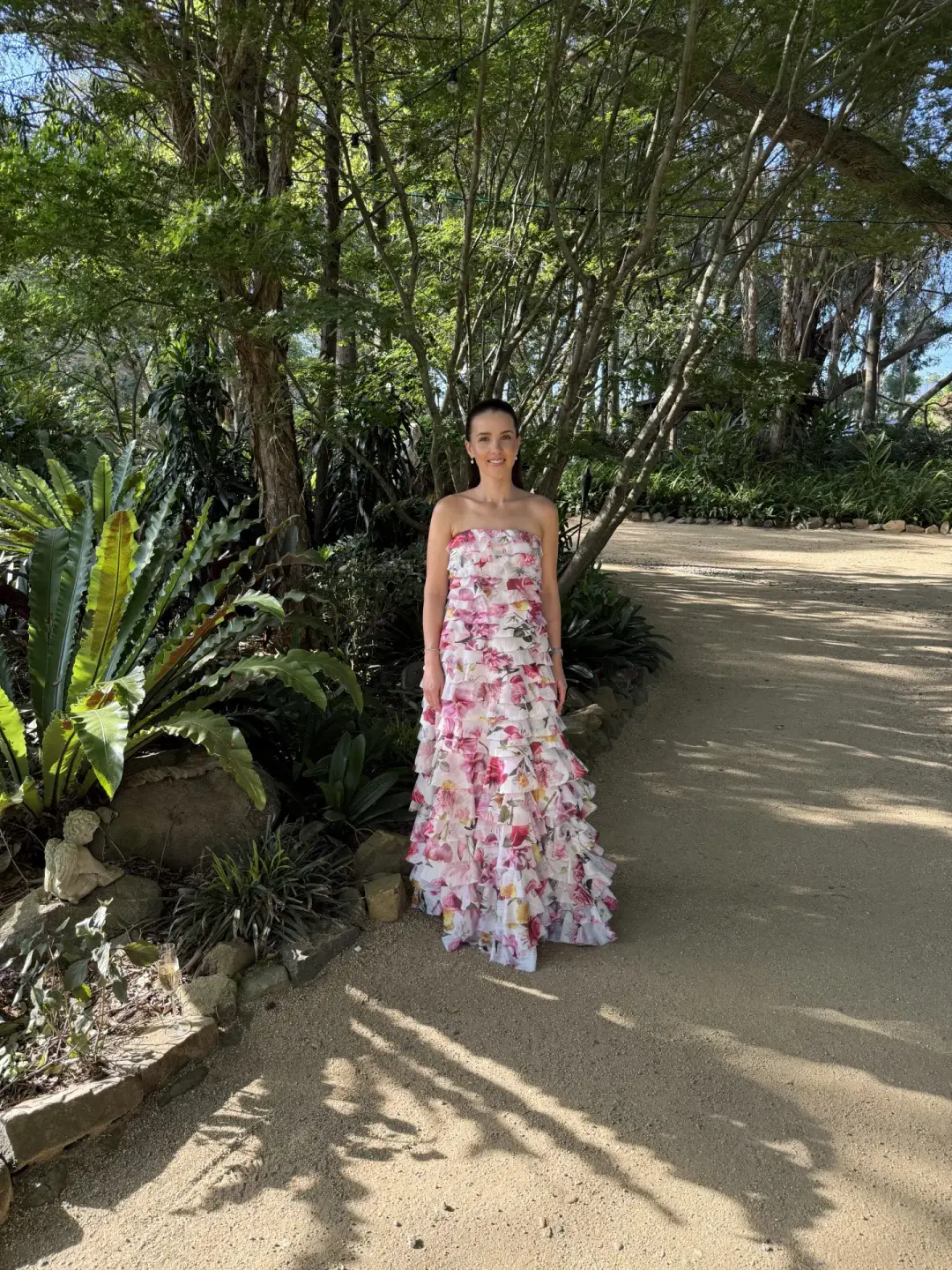 AJE Fleur Pleated Gown Collage Floral Size 8  for rent on The Volte - main image