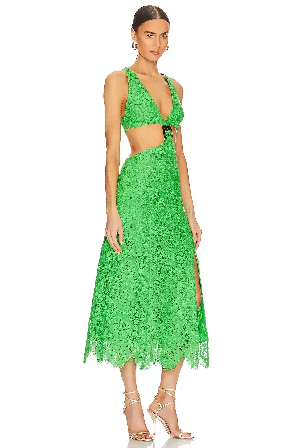 Alice Mccall Yvonne Lace Midi Cut Out Dress  Green Size AU 12 for rent on The Volte - main image